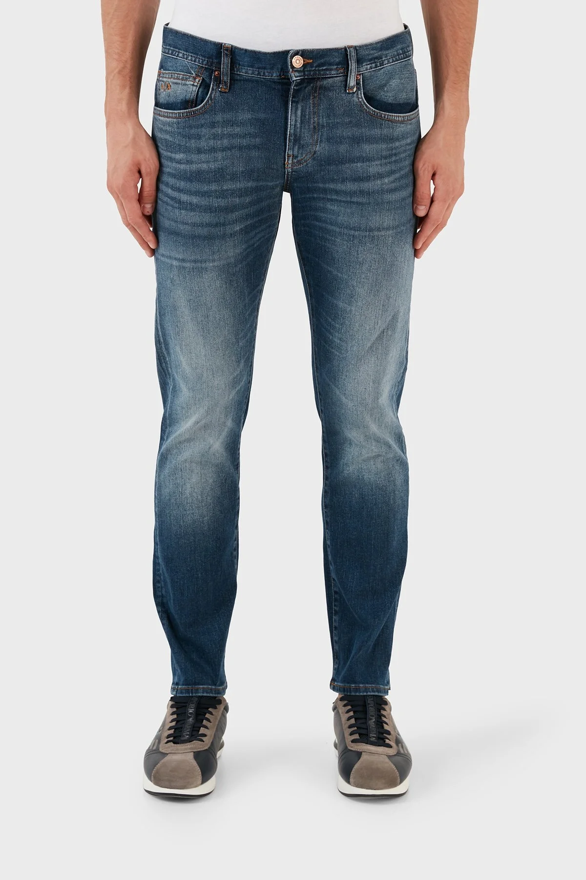 Armani Exchange Pamuklu Normal Bel Slim Fit Dar Paça J13 Jeans Erkek Kot Pantolon 6RZJ13 Z1YJZ 1500 LACİVERT - 2