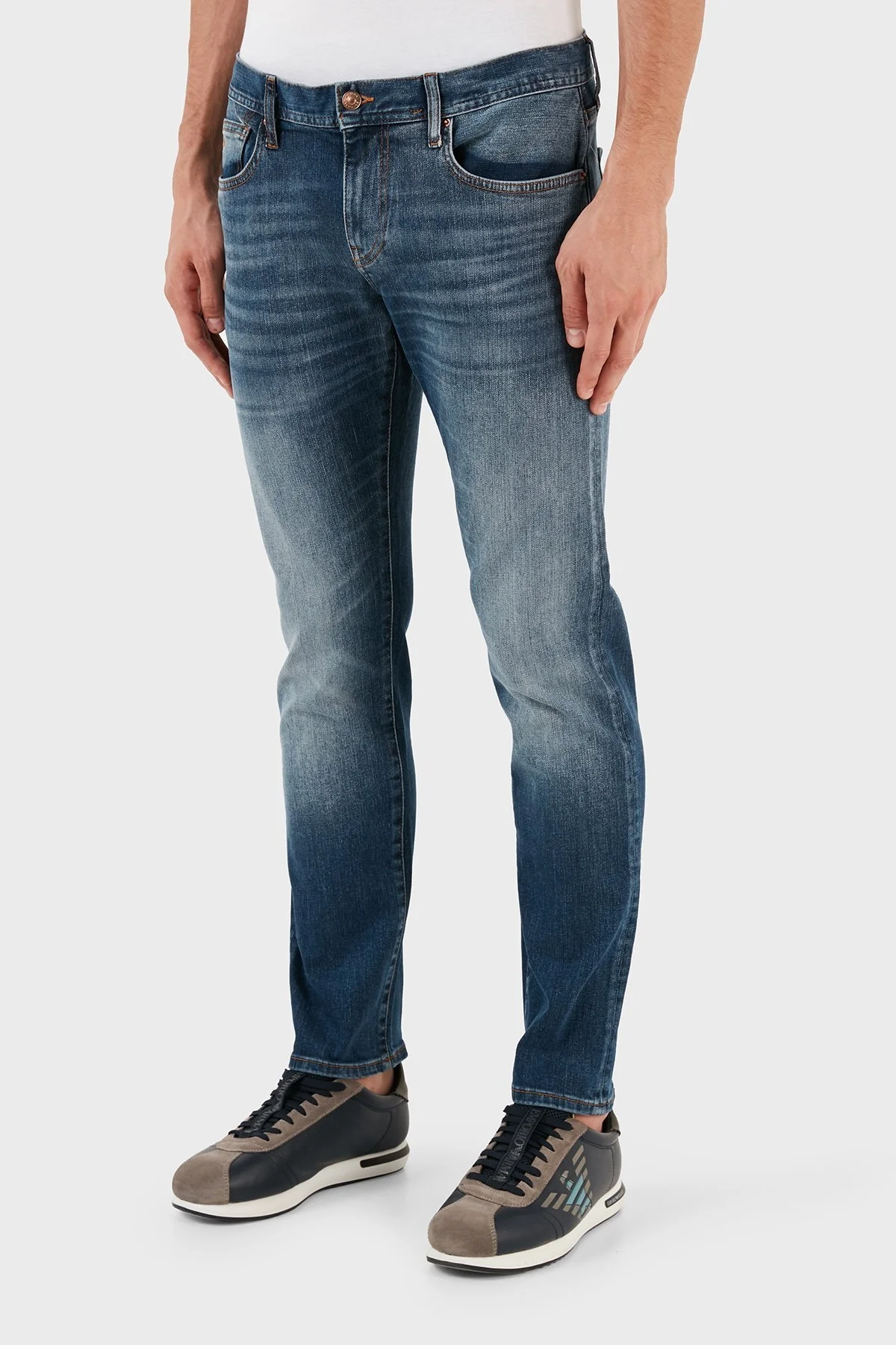 Armani Exchange Pamuklu Normal Bel Slim Fit Dar Paça J13 Jeans Erkek Kot Pantolon 6RZJ13 Z1YJZ 1500 LACİVERT - 3
