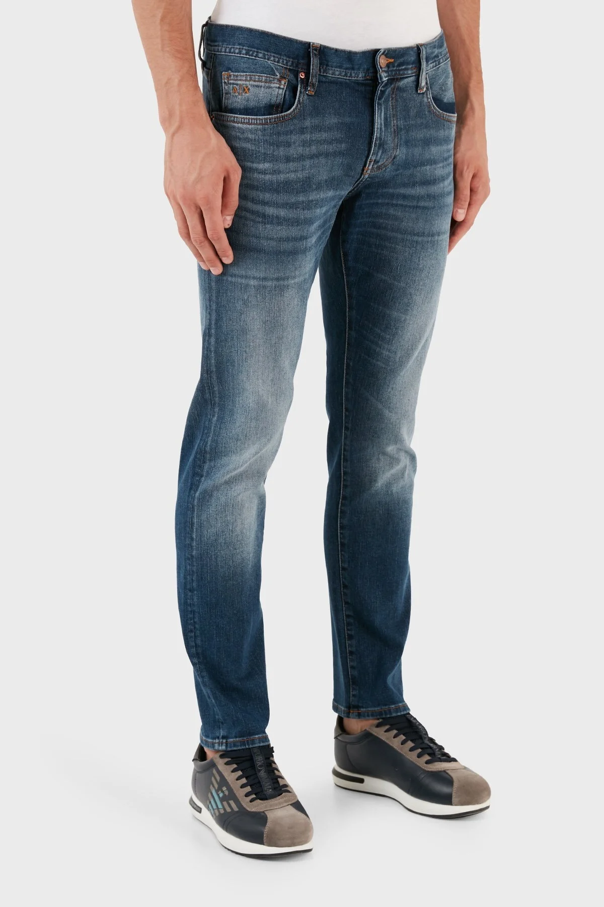 Armani Exchange Pamuklu Normal Bel Slim Fit Dar Paça J13 Jeans Erkek Kot Pantolon 6RZJ13 Z1YJZ 1500 LACİVERT - 4