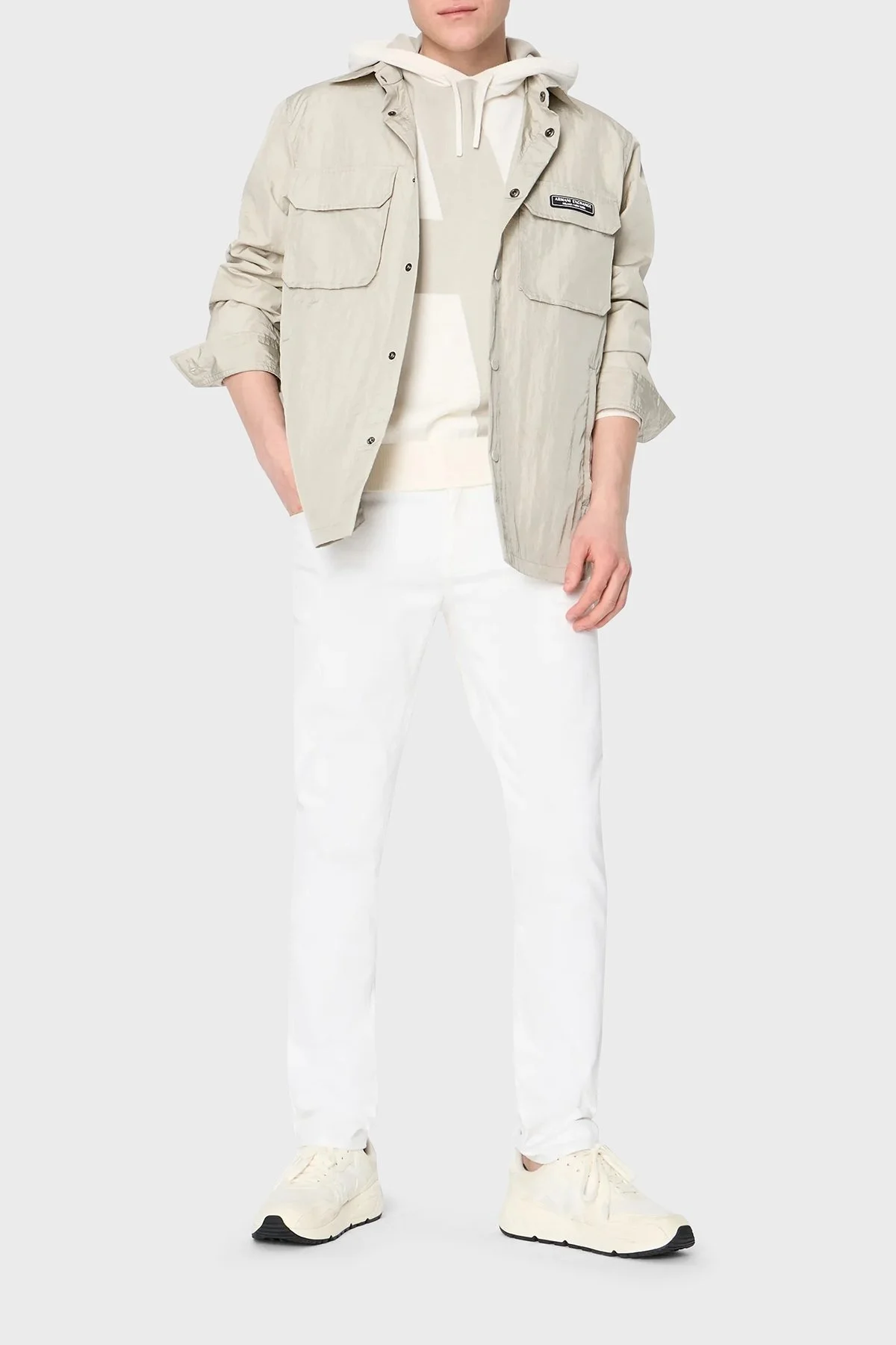 Armani Exchange Pamuklu Normal Bel Slim Fit Dar Paça J14 Jeans Erkek Kot Pantolon 8NZJ14 Z1SBZ 1100 BEYAZ - 4