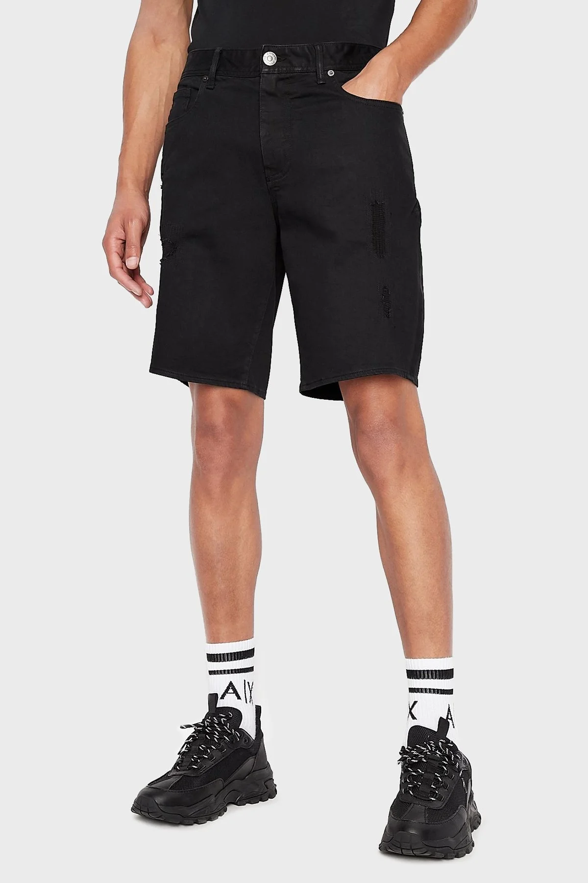 Armani Exchange Pamuklu Normal Bel Slim Fit Kot Erkek Short 3LZJ65 Z1AAZ 1200 SİYAH - 1