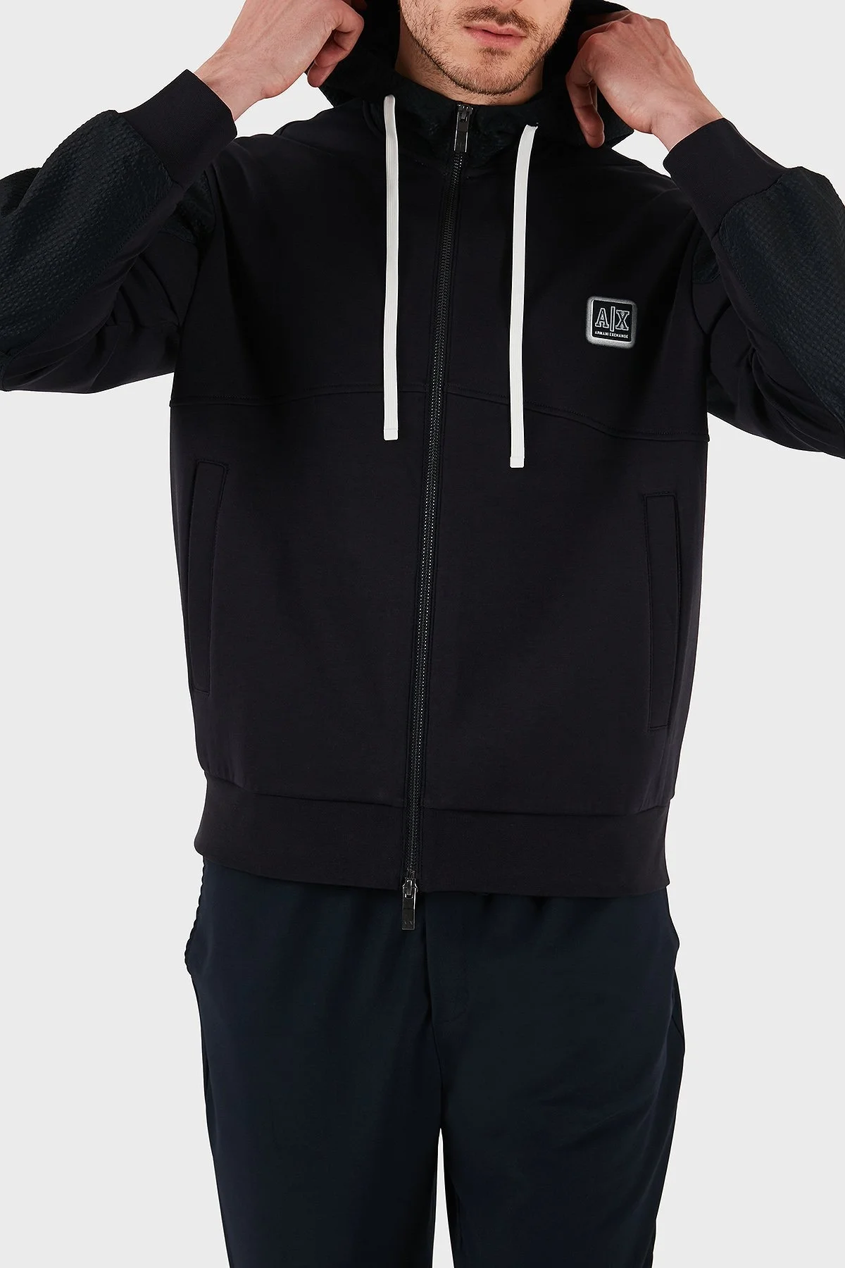 Armani Exchange Pamuklu Oversize Fit Kapüşonlu Fermuarlı Erkek Sweat XM000480 AF10818 UB101 LACİVERT - 11