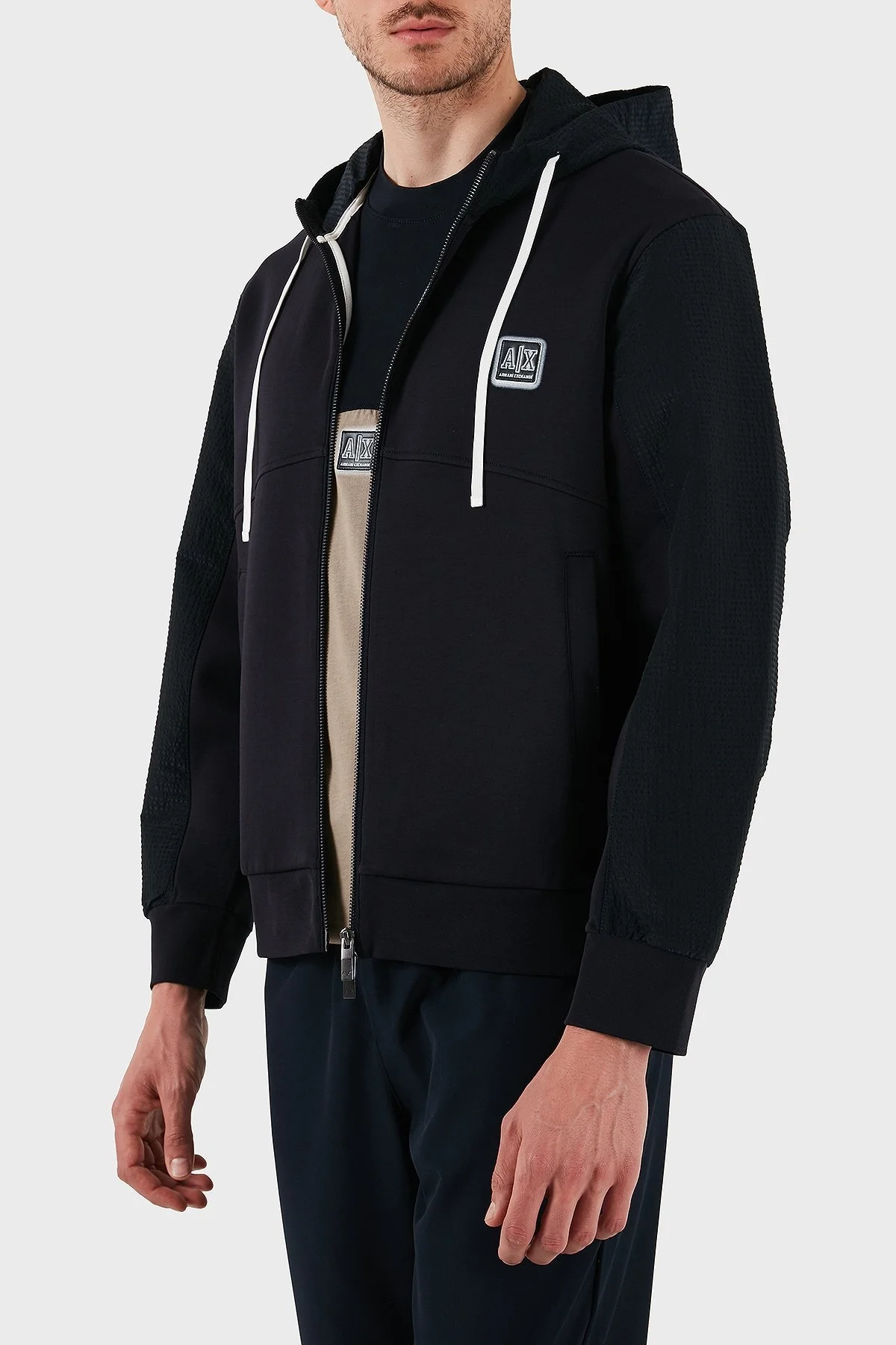 Armani Exchange Pamuklu Oversize Fit Kapüşonlu Fermuarlı Erkek Sweat XM000480 AF10818 UB101 LACİVERT - 12