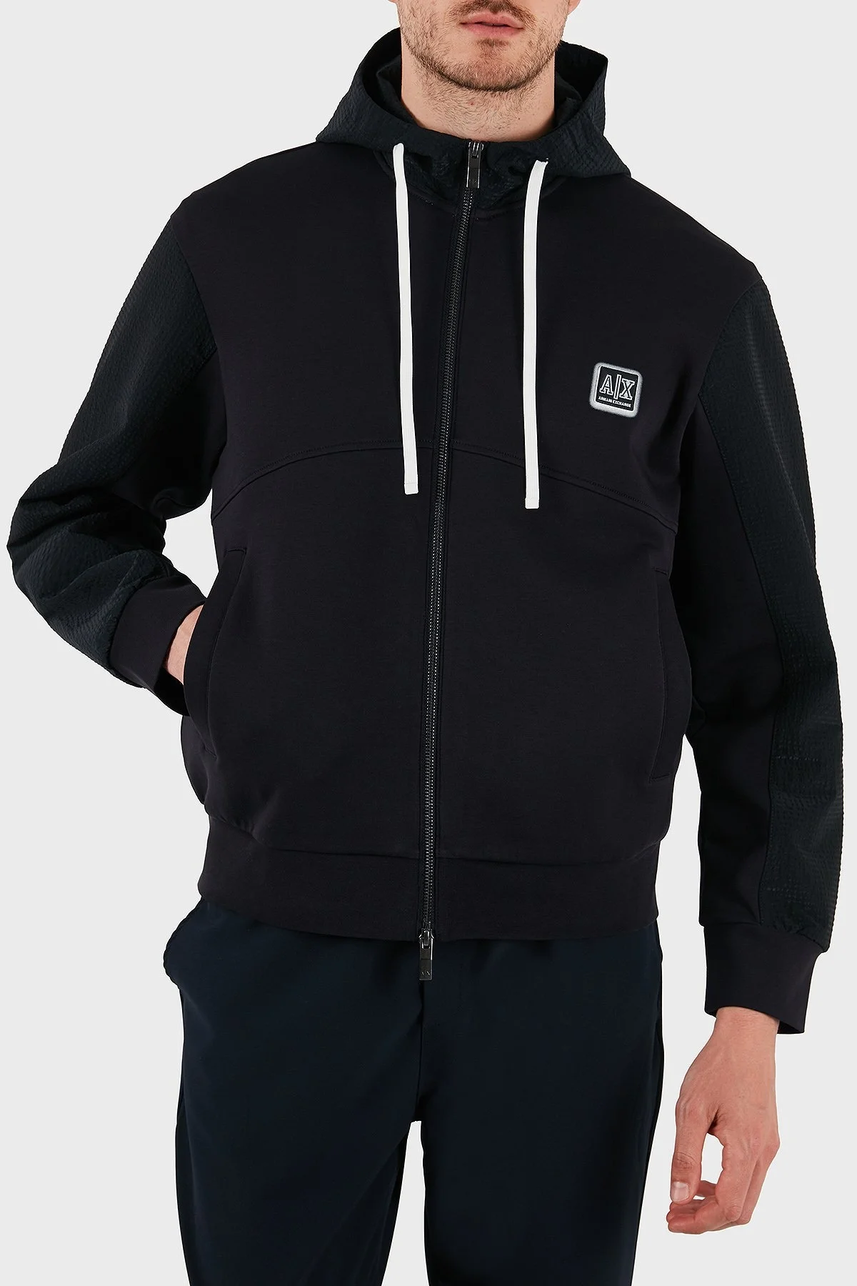 Armani Exchange Pamuklu Oversize Fit Kapüşonlu Fermuarlı Erkek Sweat XM000480 AF10818 UB101 LACİVERT - 13