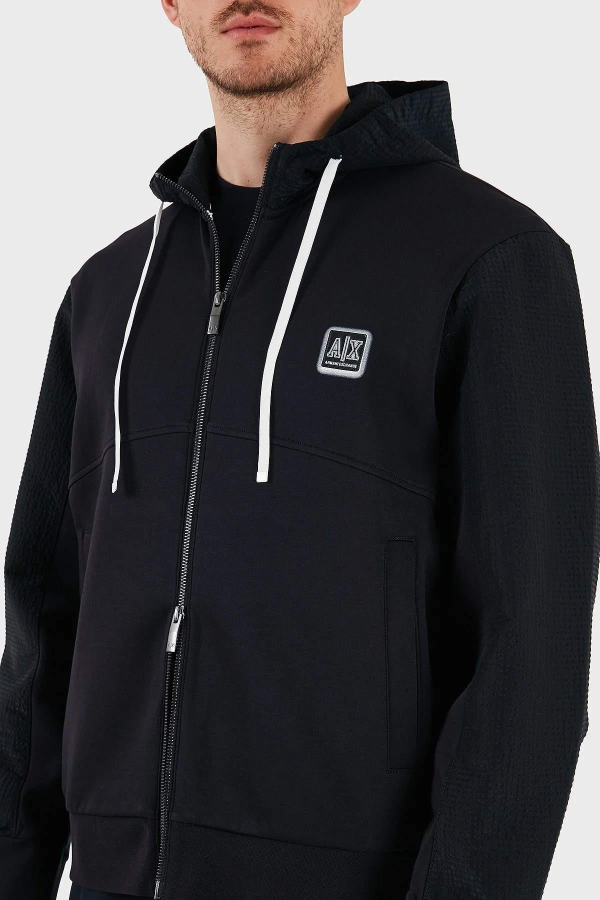 Armani Exchange Pamuklu Oversize Fit Kapüşonlu Fermuarlı Erkek Sweat XM000480 AF10818 UB101 LACİVERT - 14