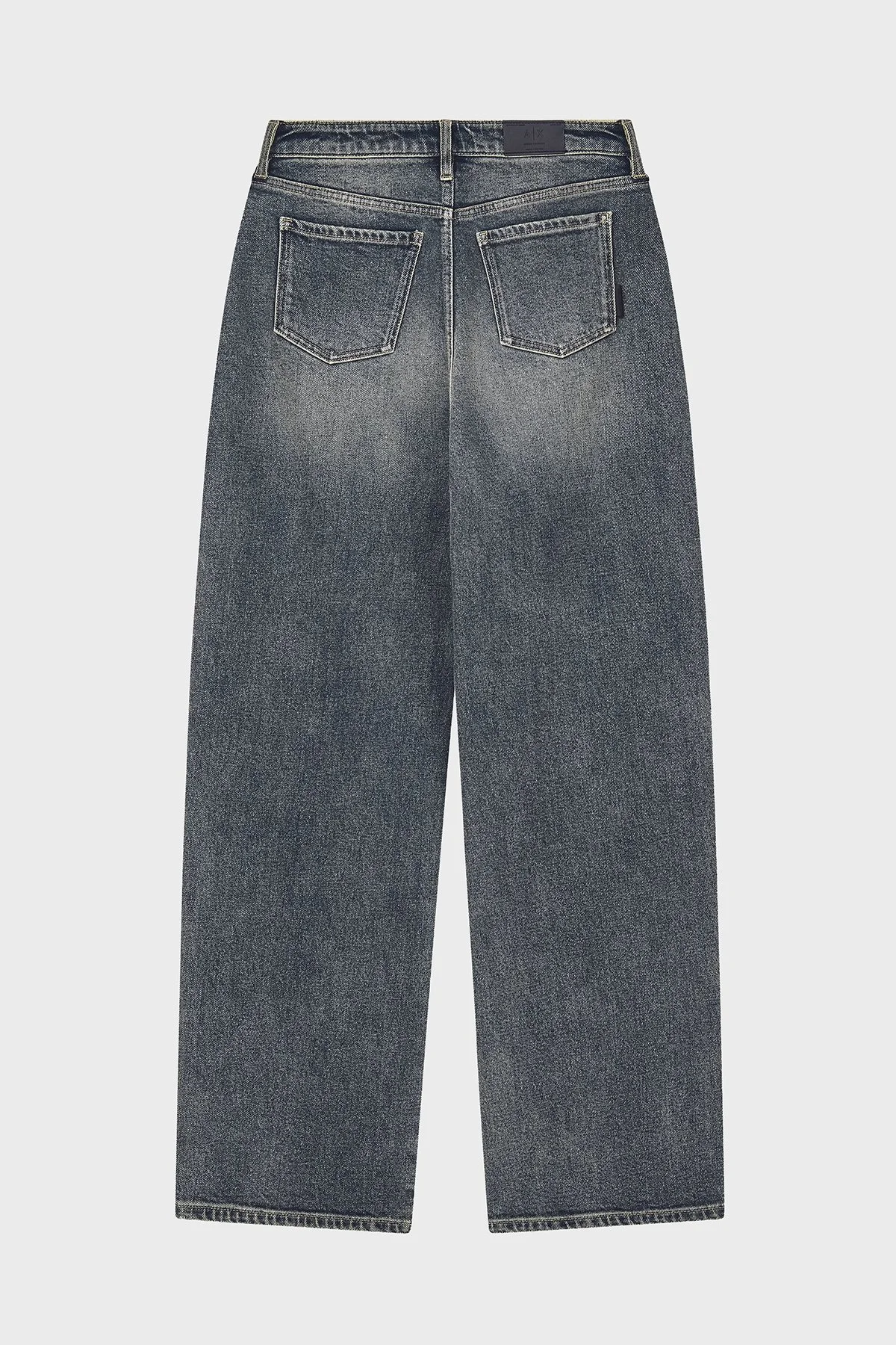 Armani Exchange Pamuklu Oversize Fit Zımba Detaylı Geniş Paça Jeans Kadın Kot Pantolon XW000100 AF25765 MB001 Mavi - 2