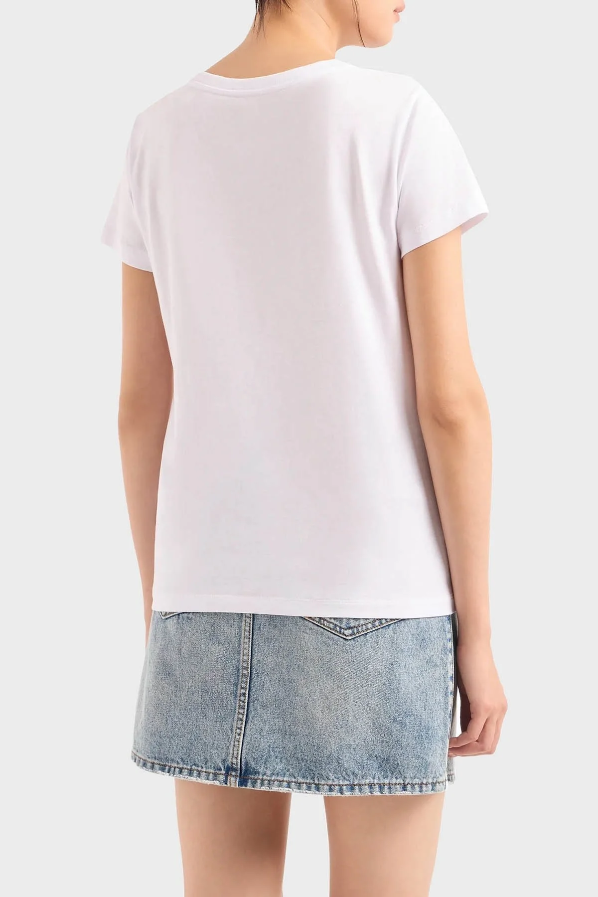 Armani Exchange Pamuklu Regular Fit Bayan T Shirt 3DYT01 YJ3RZ 1000 BEYAZ - 3