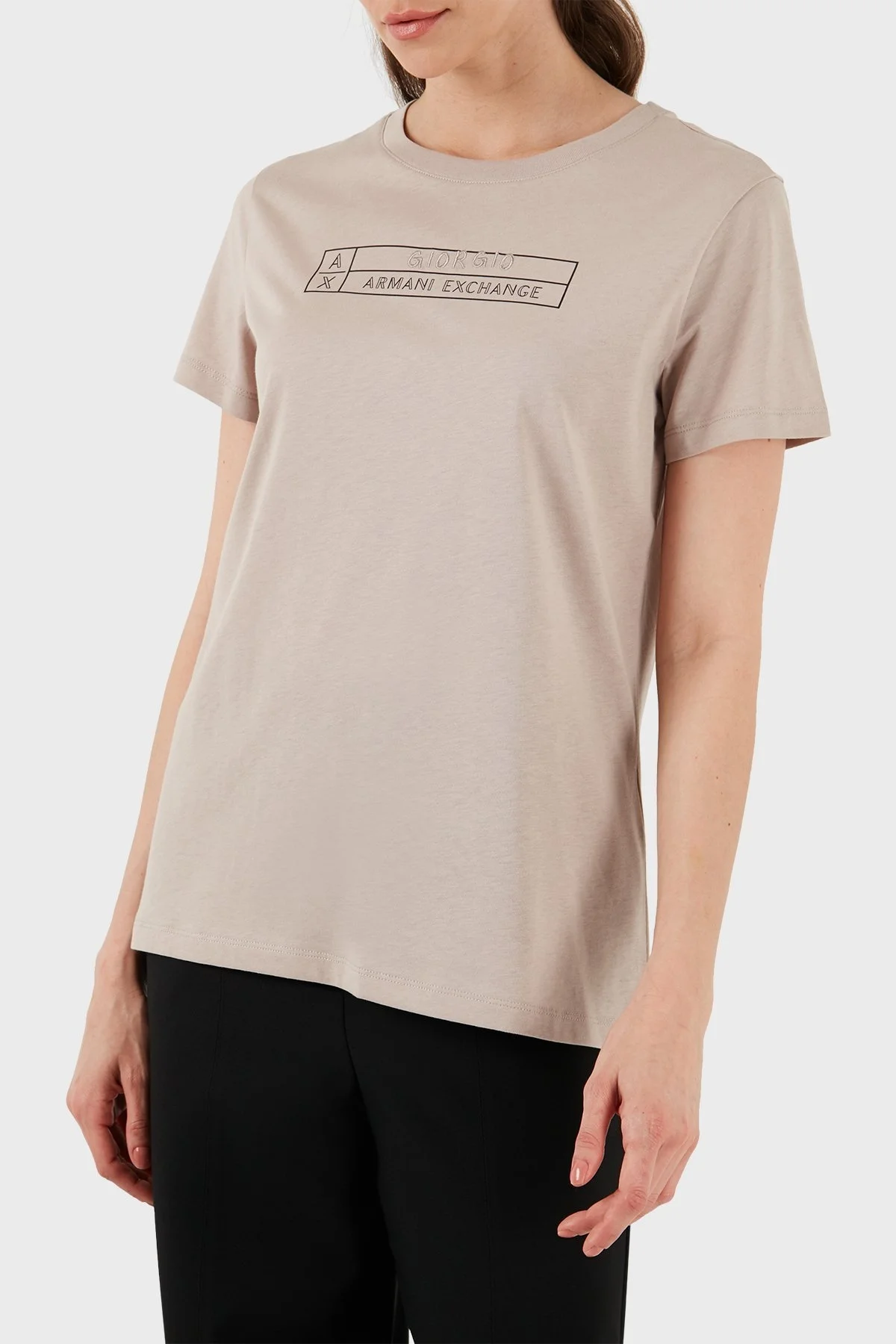 Armani Exchange Pamuklu Regular Fit Bayan T Shirt 3DYT01 YJ3RZ 1786 BEJ - 3