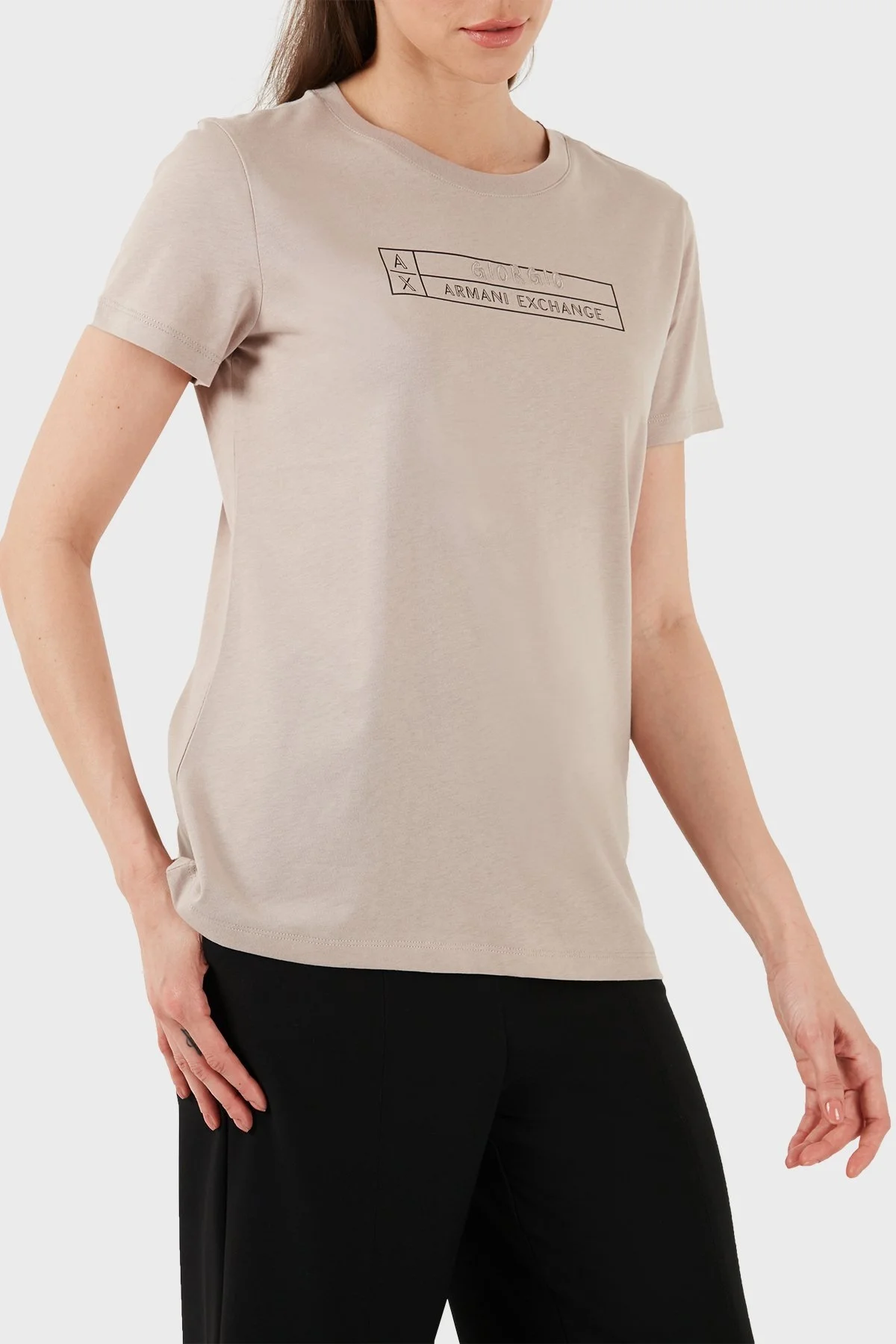 Armani Exchange Pamuklu Regular Fit Bayan T Shirt 3DYT01 YJ3RZ 1786 BEJ - 5