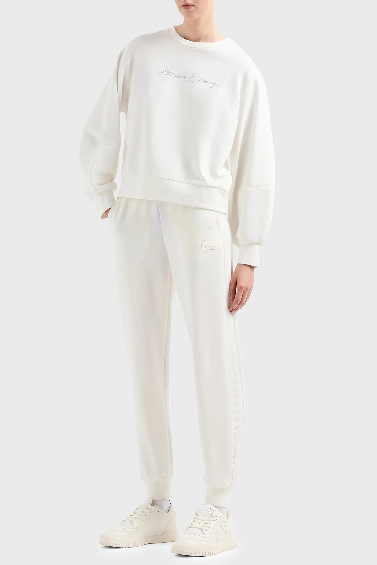 Armani Exchange Pamuklu Regular Fit Bisiklet Yaka Bayan Sweat 3DYM13 YJFFZ 1125 BEYAZ - 2