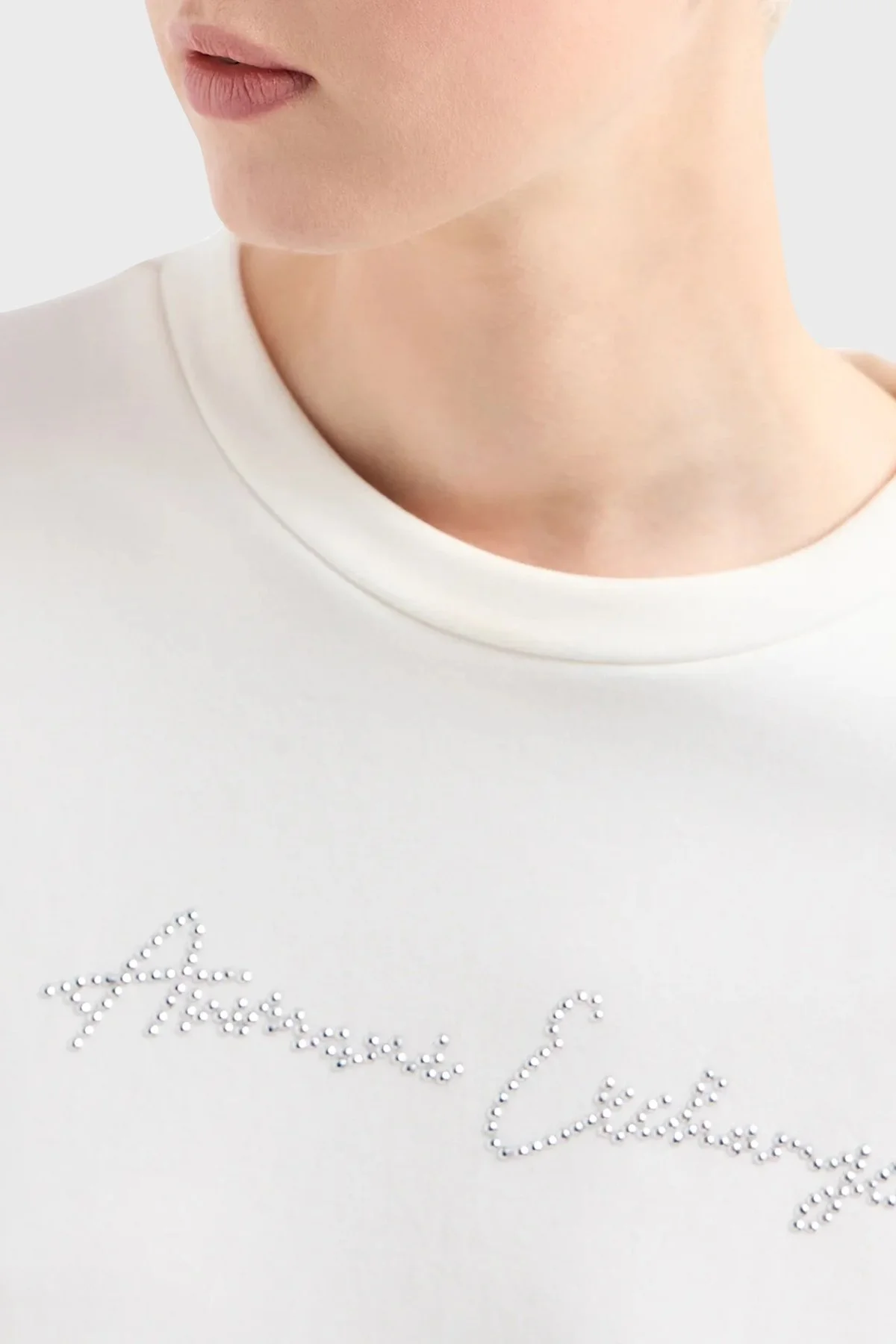 Armani Exchange Pamuklu Regular Fit Bisiklet Yaka Bayan Sweat 3DYM13 YJFFZ 1125 BEYAZ - 4