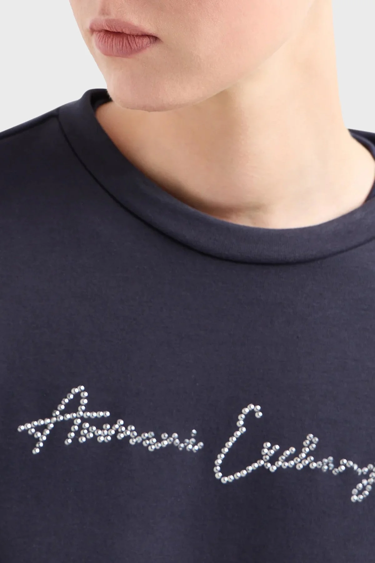 Armani Exchange Pamuklu Regular Fit Bisiklet Yaka Kadın Sweat 3DYM13 YJFFZ 1593 LACİVERT - 4