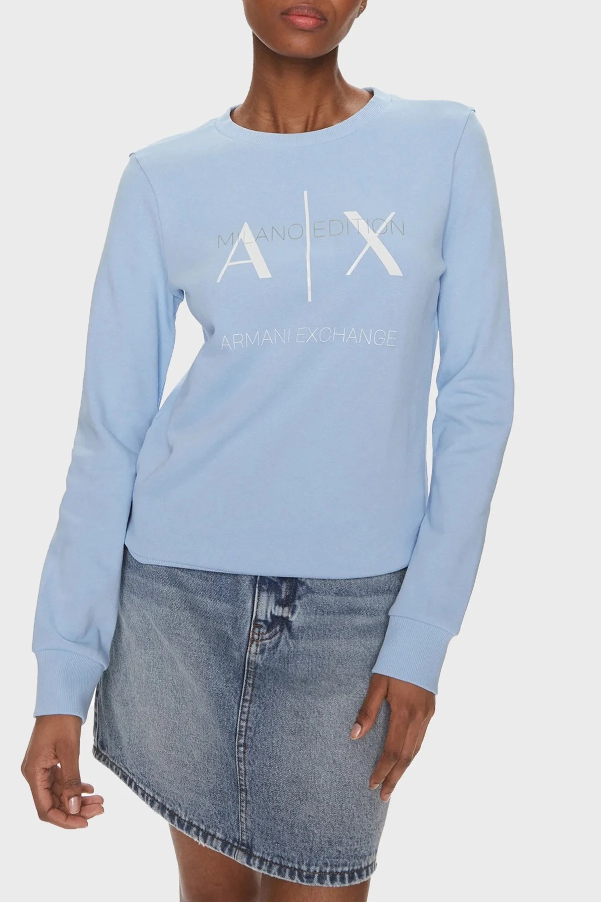 Armani Exchange Pamuklu Regular Fit Bisiklet Yaka Bayan Sweat 3DYM92 YJFDZ 15DD MAVİ - 1