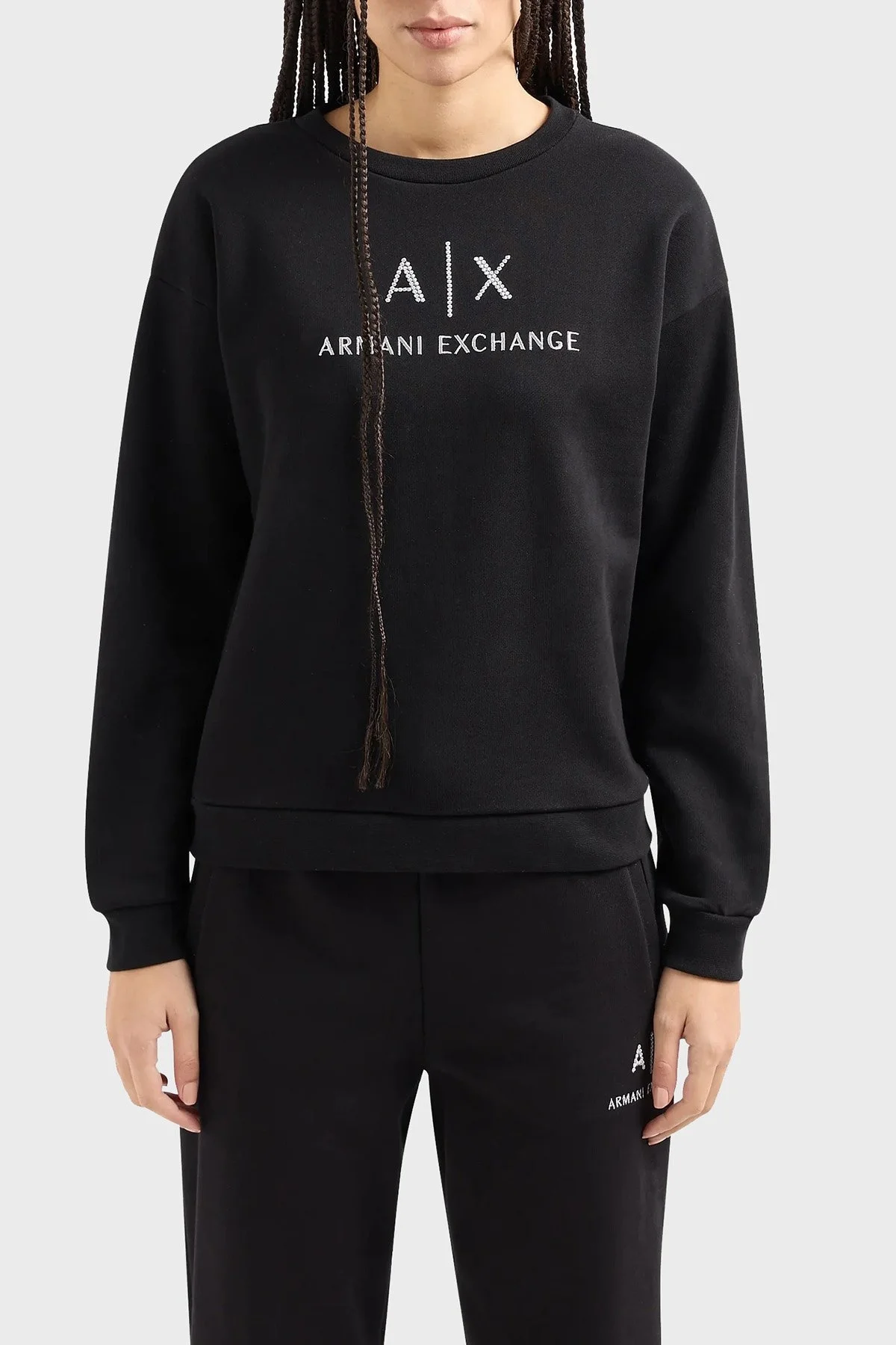 Armani Exchange Pamuklu Regular Fit Bisiklet Yaka Bayan Sweat 3DYMAA YJ68Z 1200 SİYAH - 1