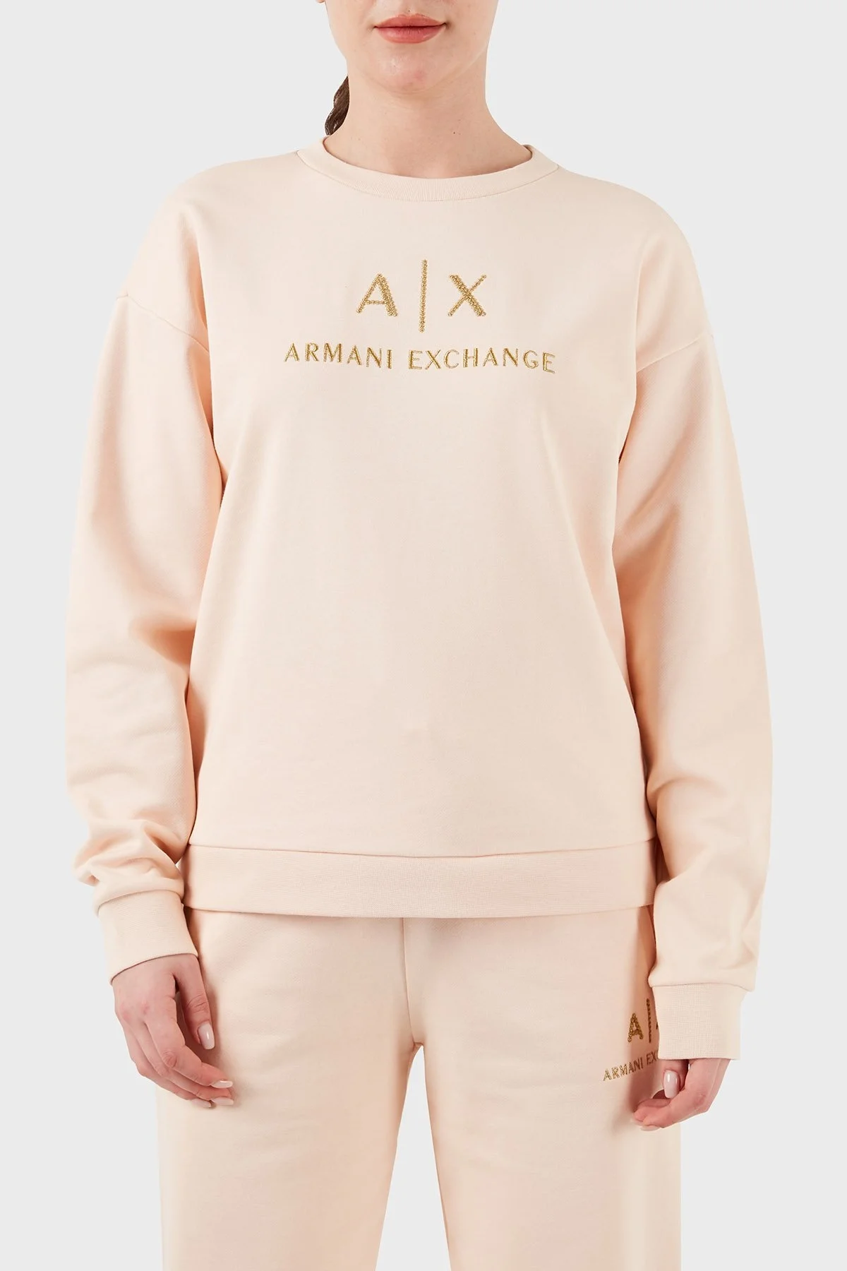Armani Exchange Pamuklu Regular Fit Bisiklet Yaka Bayan Sweat 3DYMAA YJ68Z 14BD PUDRA - 1