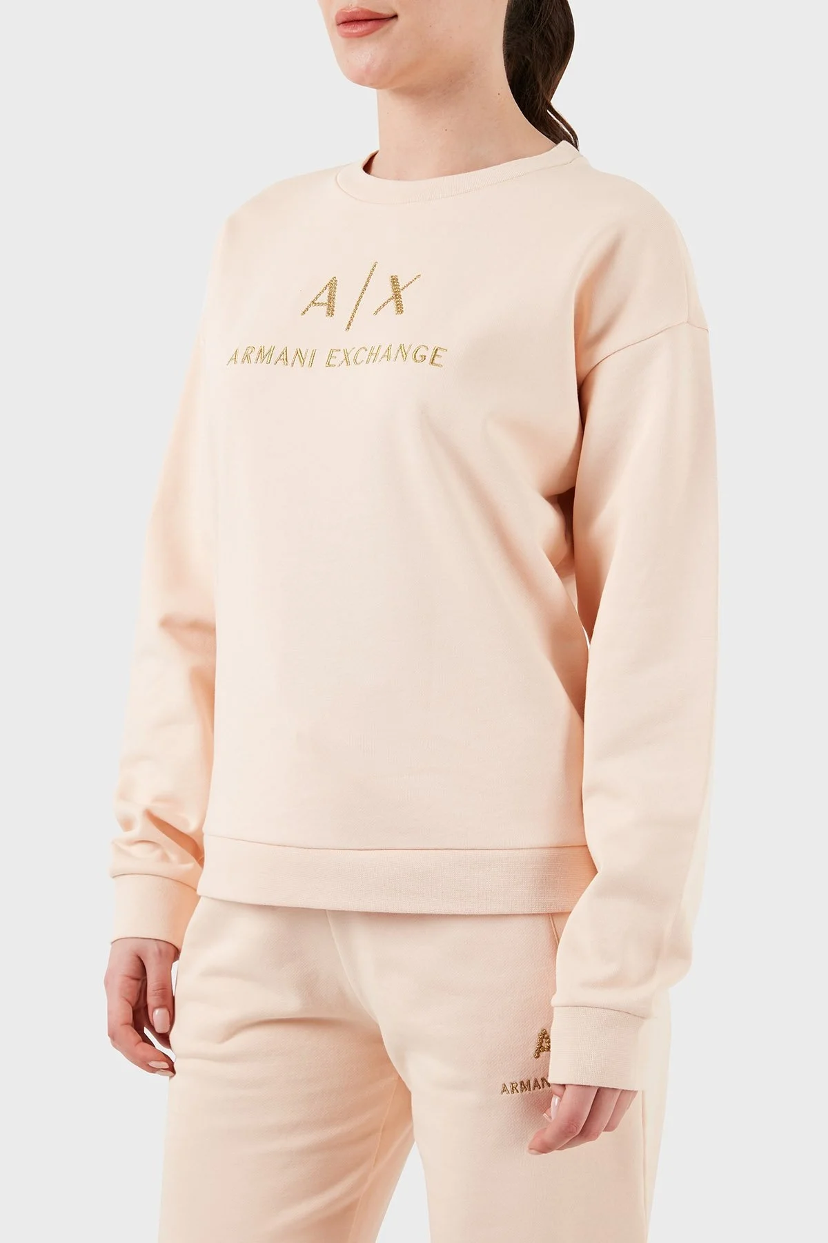 Armani Exchange Pamuklu Regular Fit Bisiklet Yaka Bayan Sweat 3DYMAA YJ68Z 14BD PUDRA - 3