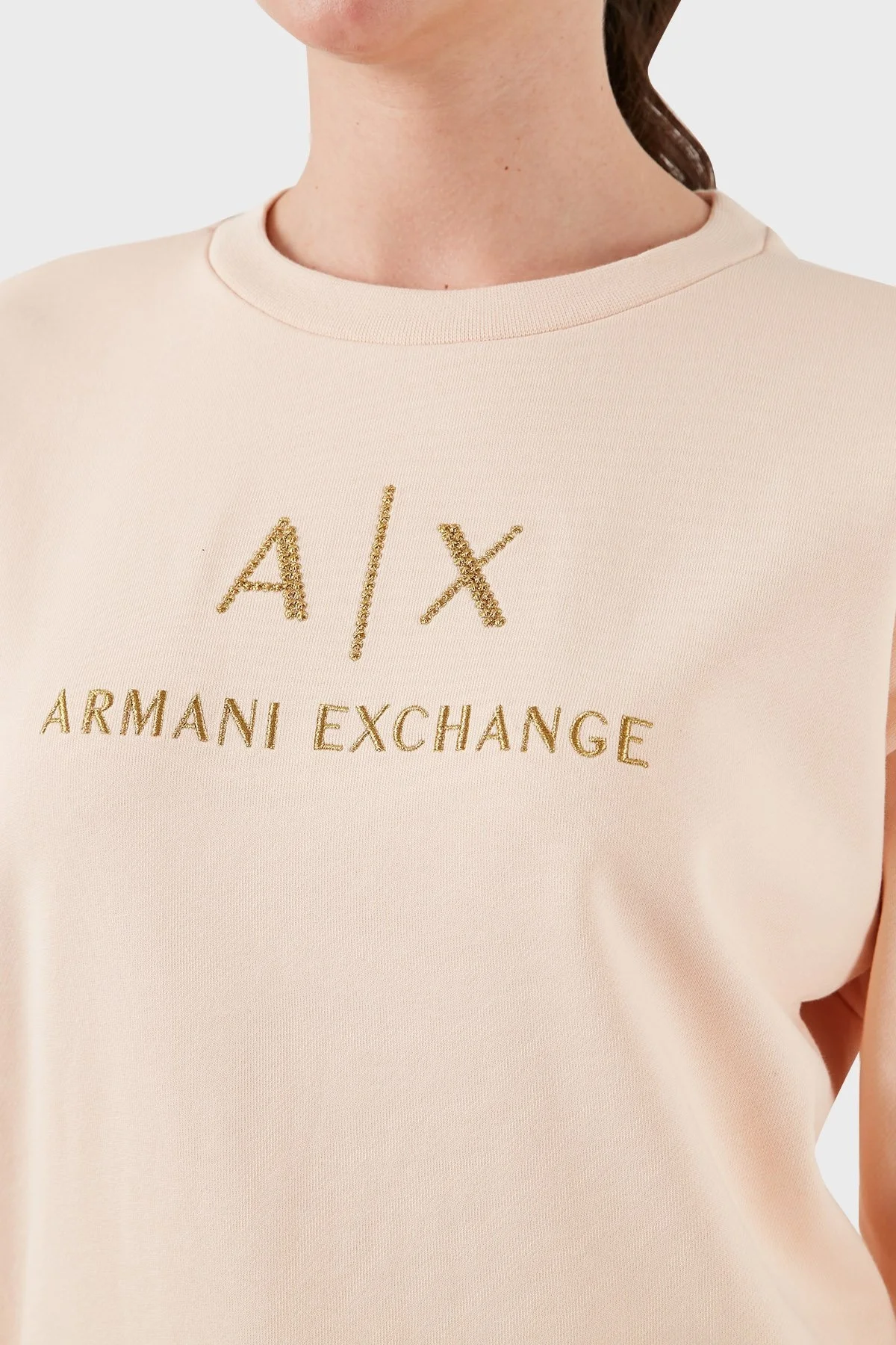 Armani Exchange Pamuklu Regular Fit Bisiklet Yaka Bayan Sweat 3DYMAA YJ68Z 14BD PUDRA - 5