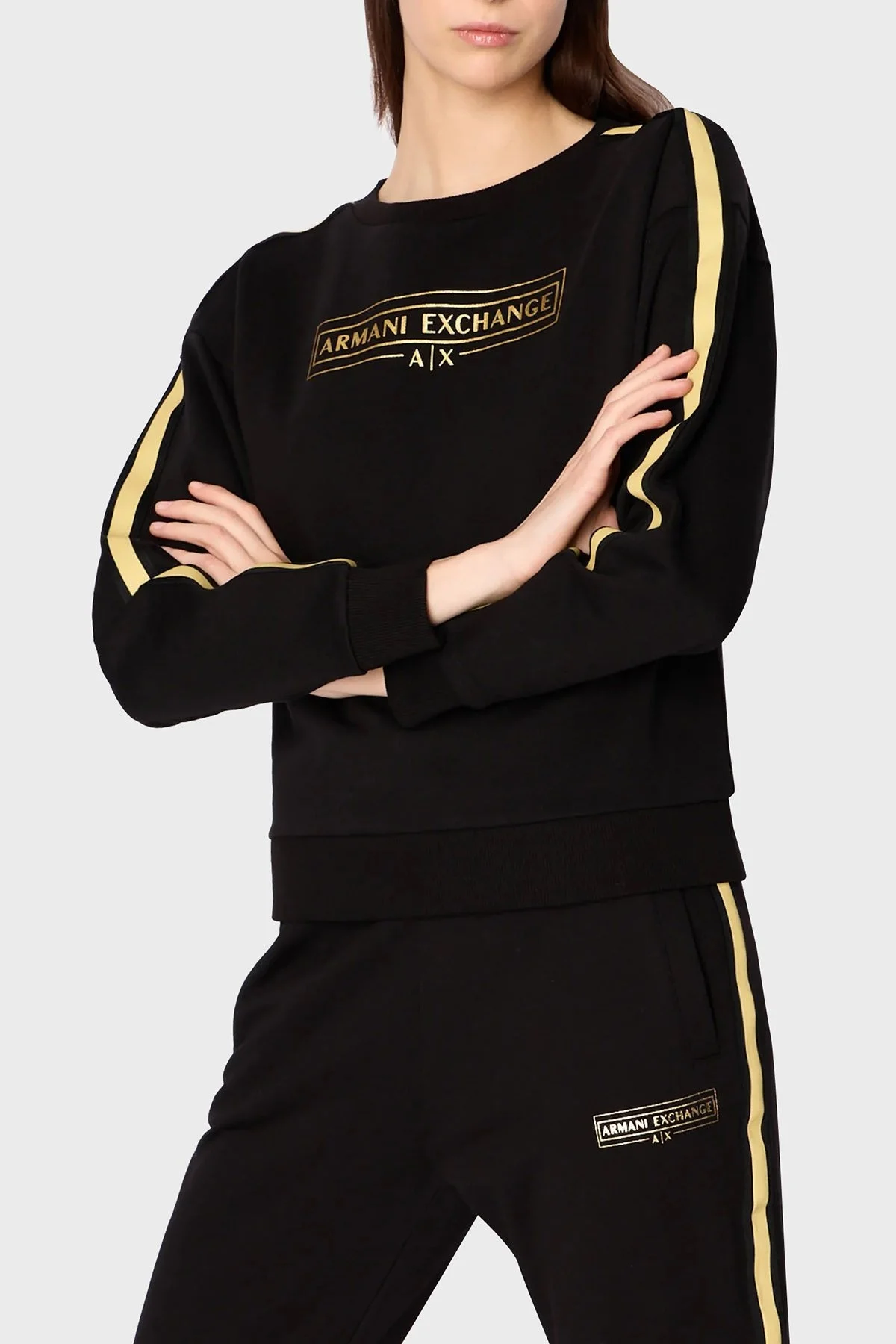 Armani Exchange Pamuklu Regular Fit Bisiklet Yaka Bayan Sweat 3RYMCA YJ68Z 1200 SİYAH - 1