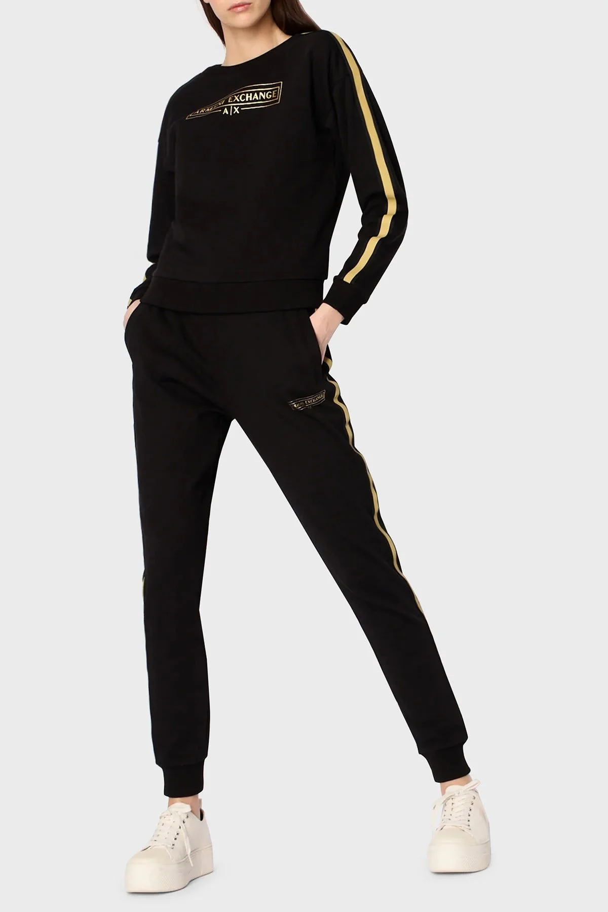 Armani Exchange Pamuklu Regular Fit Bisiklet Yaka Bayan Sweat 3RYMCA YJ68Z 1200 SİYAH - 3