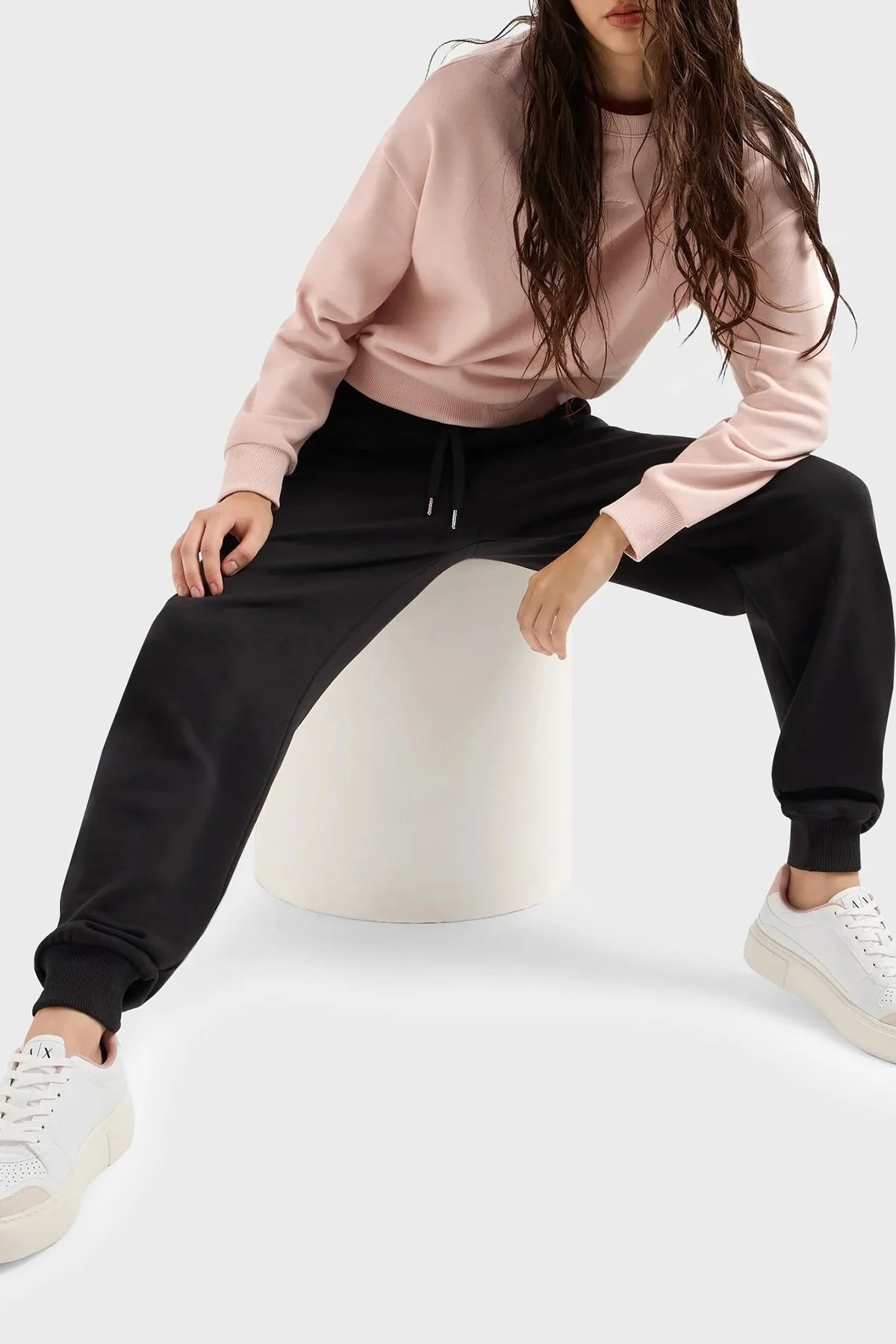 Armani Exchange Pamuklu Regular Fit Bisiklet Yaka Bayan Sweat 6DYM70 YJEEZ 14BQ PUDRA - 8