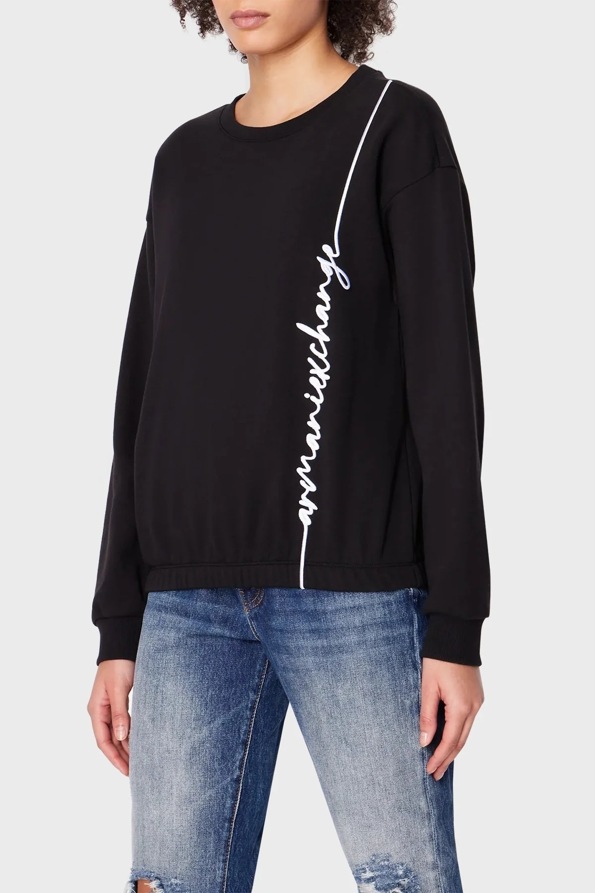 Armani Exchange Pamuklu Regular Fit Bisiklet Yaka Bayan Sweat 6RYM70 YJBRZ 1200 SİYAH - 1