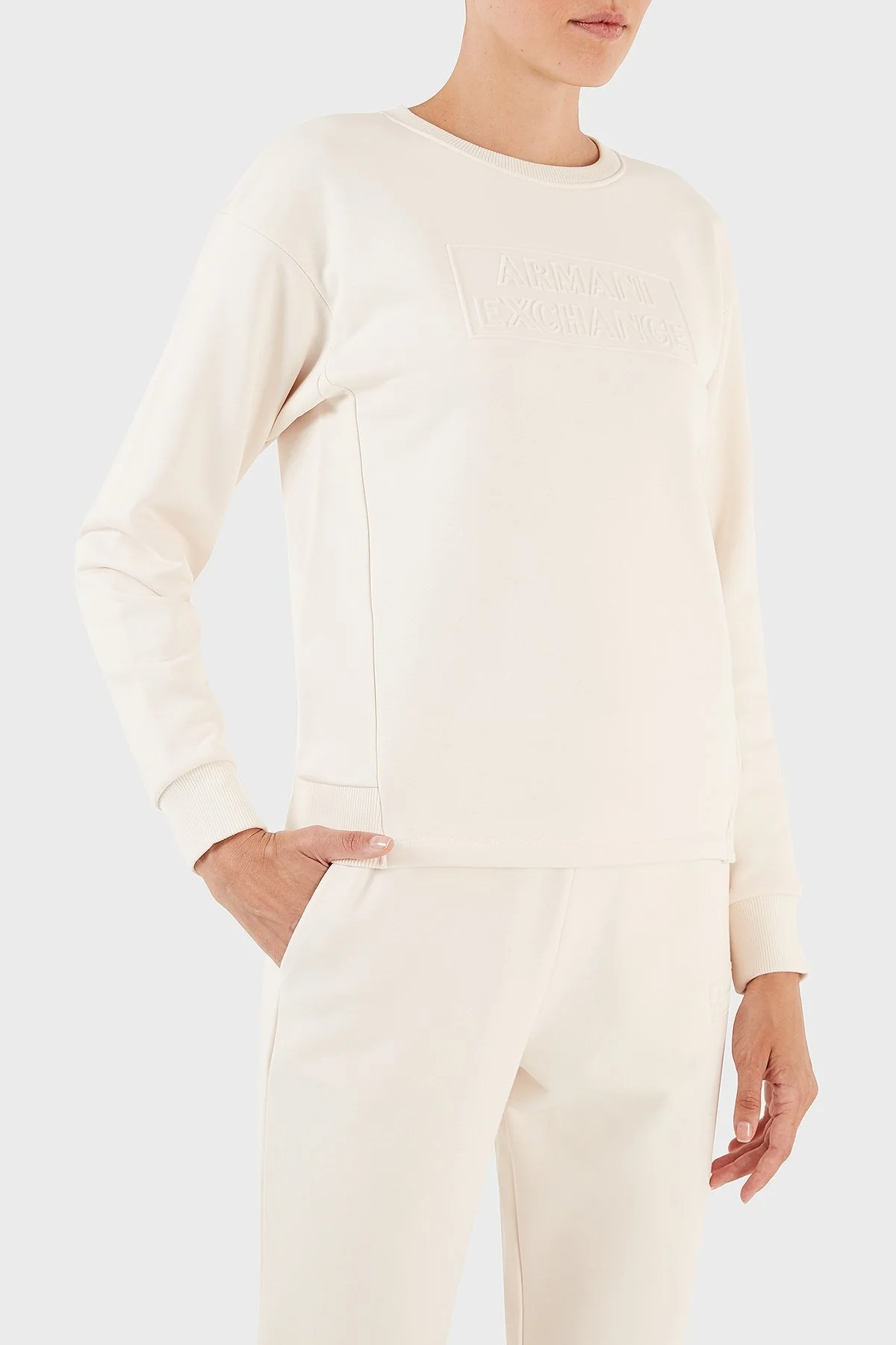 Armani Exchange Pamuklu Regular Fit Bisiklet Yaka Bayan Sweat 6RYM89 YJECZ 1130 BEJ - 3