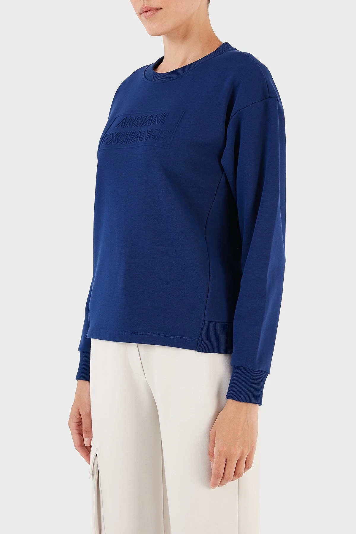 Armani Exchange Pamuklu Regular Fit Bisiklet Yaka Bayan Sweat 6RYM89 YJECZ 25EL MAVİ - 3