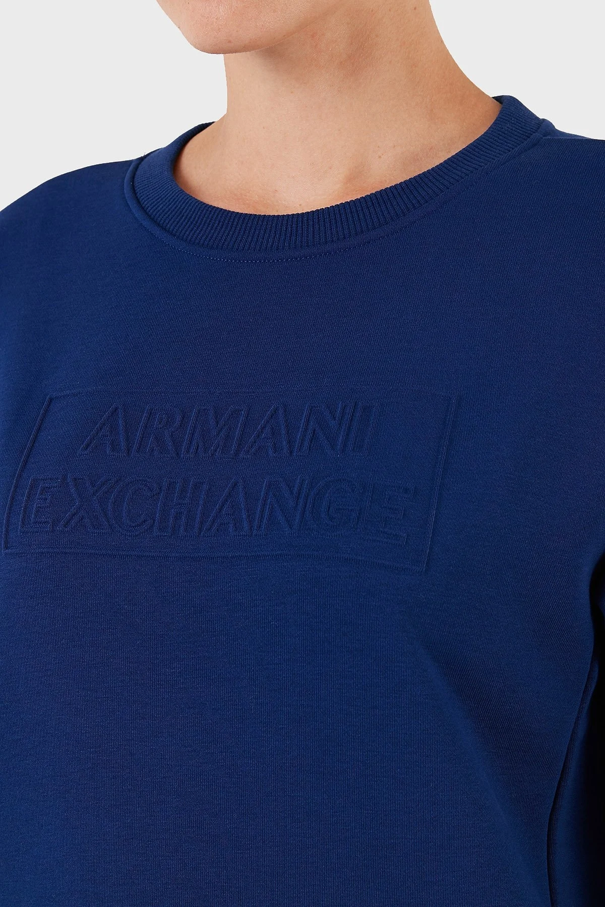 Armani Exchange Pamuklu Regular Fit Bisiklet Yaka Bayan Sweat 6RYM89 YJECZ 25EL MAVİ - 4