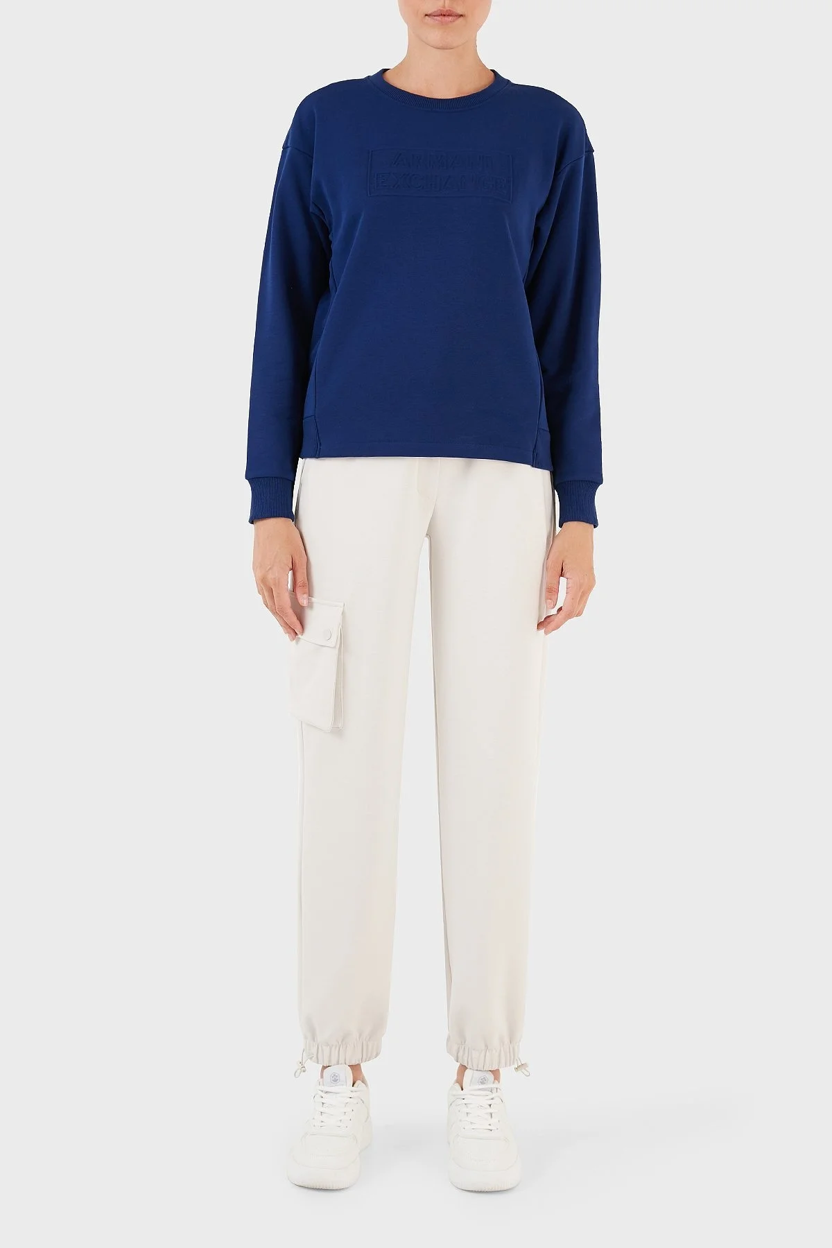 Armani Exchange Pamuklu Regular Fit Bisiklet Yaka Bayan Sweat 6RYM89 YJECZ 25EL MAVİ - 5