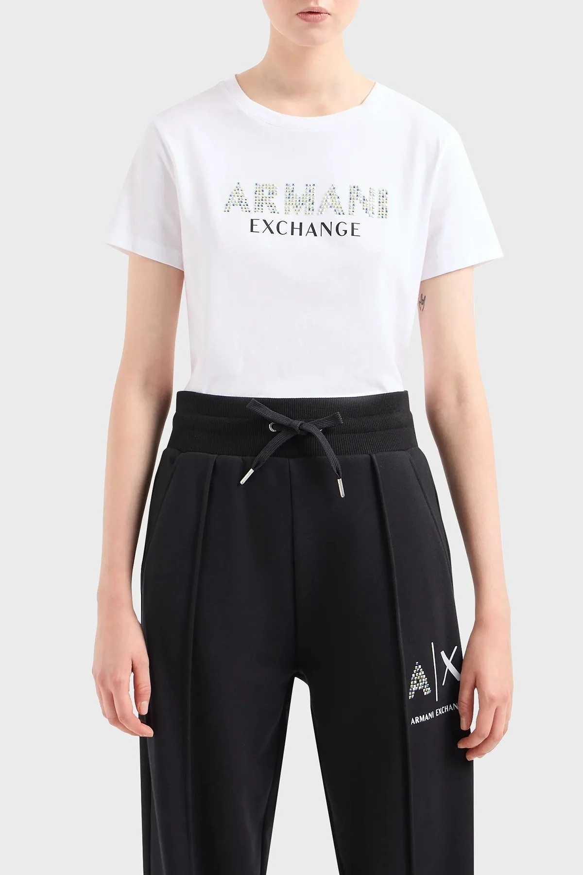 Armani Exchange Pamuklu Regular Fit Bisiklet Yaka Bayan T Shirt 3DYT13 YJ8QZ 1000 BEYAZ - 5