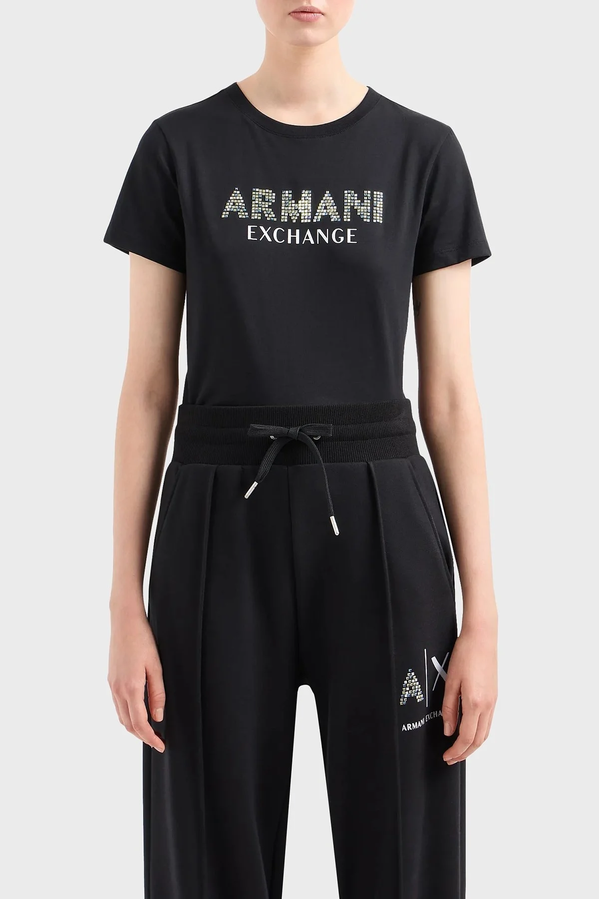 Armani Exchange Pamuklu Regular Fit Bisiklet Yaka Bayan T Shirt 3DYT13 YJ8QZ 1200 SİYAH - 1