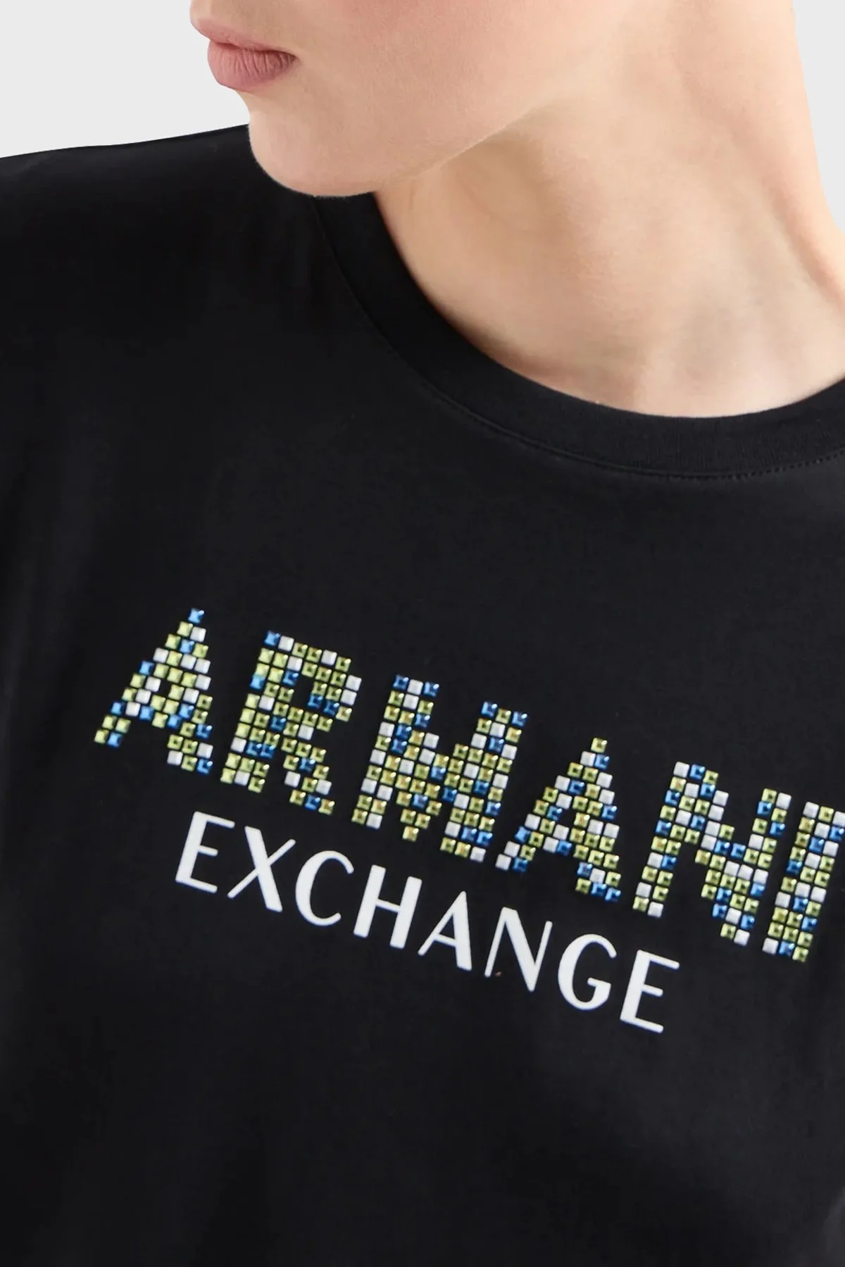 Armani Exchange Pamuklu Regular Fit Bisiklet Yaka Bayan T Shirt 3DYT13 YJ8QZ 1200 SİYAH - 9