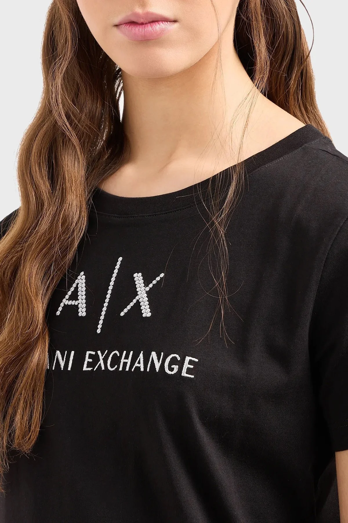 Armani Exchange Pamuklu Regular Fit Bisiklet Yaka Bayan T Shirt 3DYTAF YJG3Z 1200 SİYAH - 2
