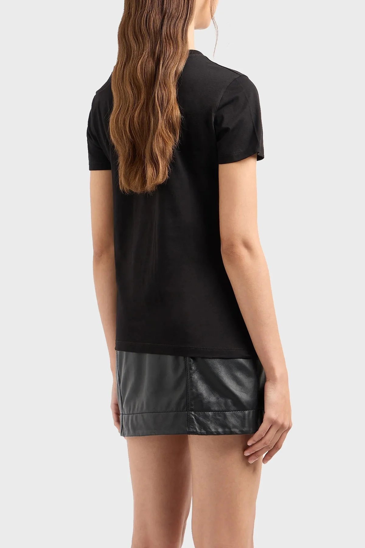 Armani Exchange Pamuklu Regular Fit Bisiklet Yaka Bayan T Shirt 3DYTAF YJG3Z 1200 SİYAH - 3