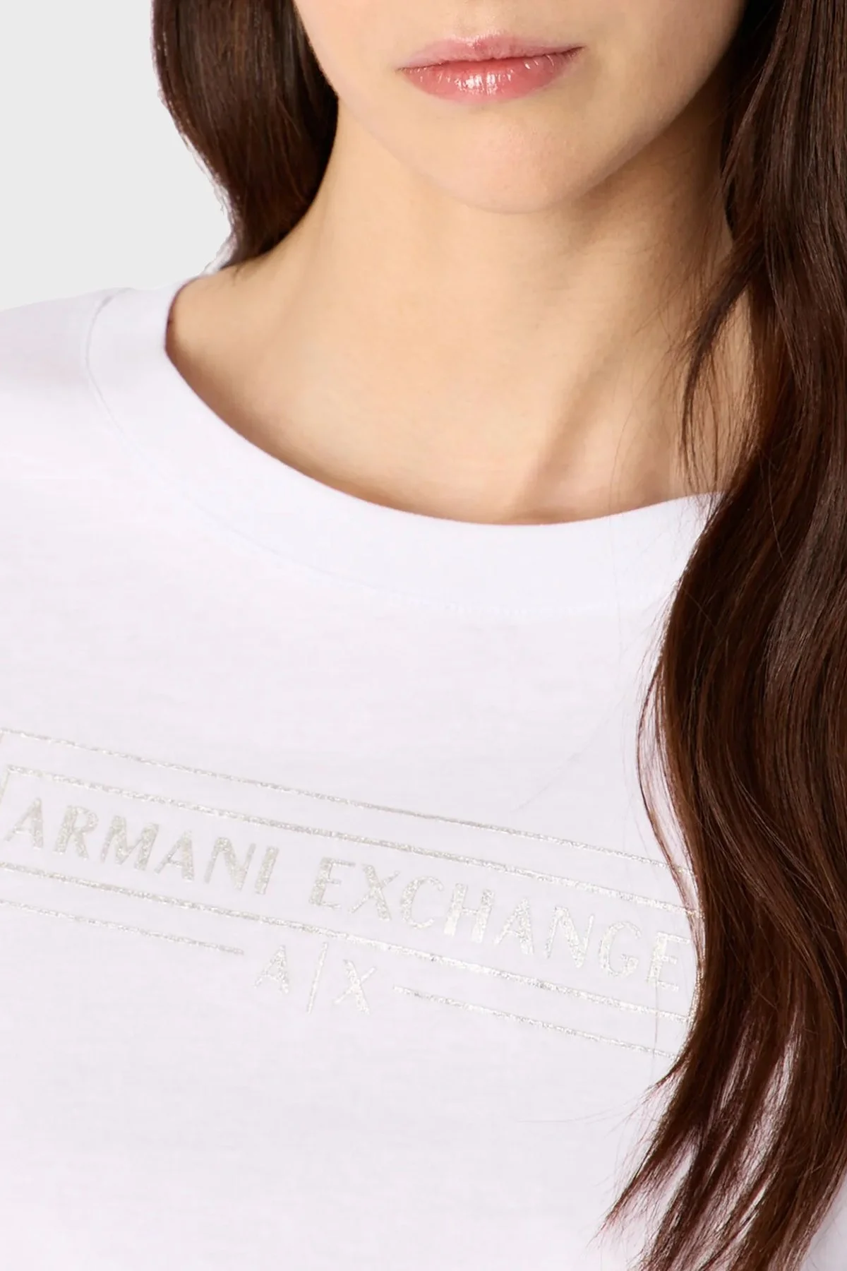 Armani Exchange Pamuklu Regular Fit Bisiklet Yaka Bayan T Shirt 3RYT41 YJG3Z 1000 BEYAZ - 4