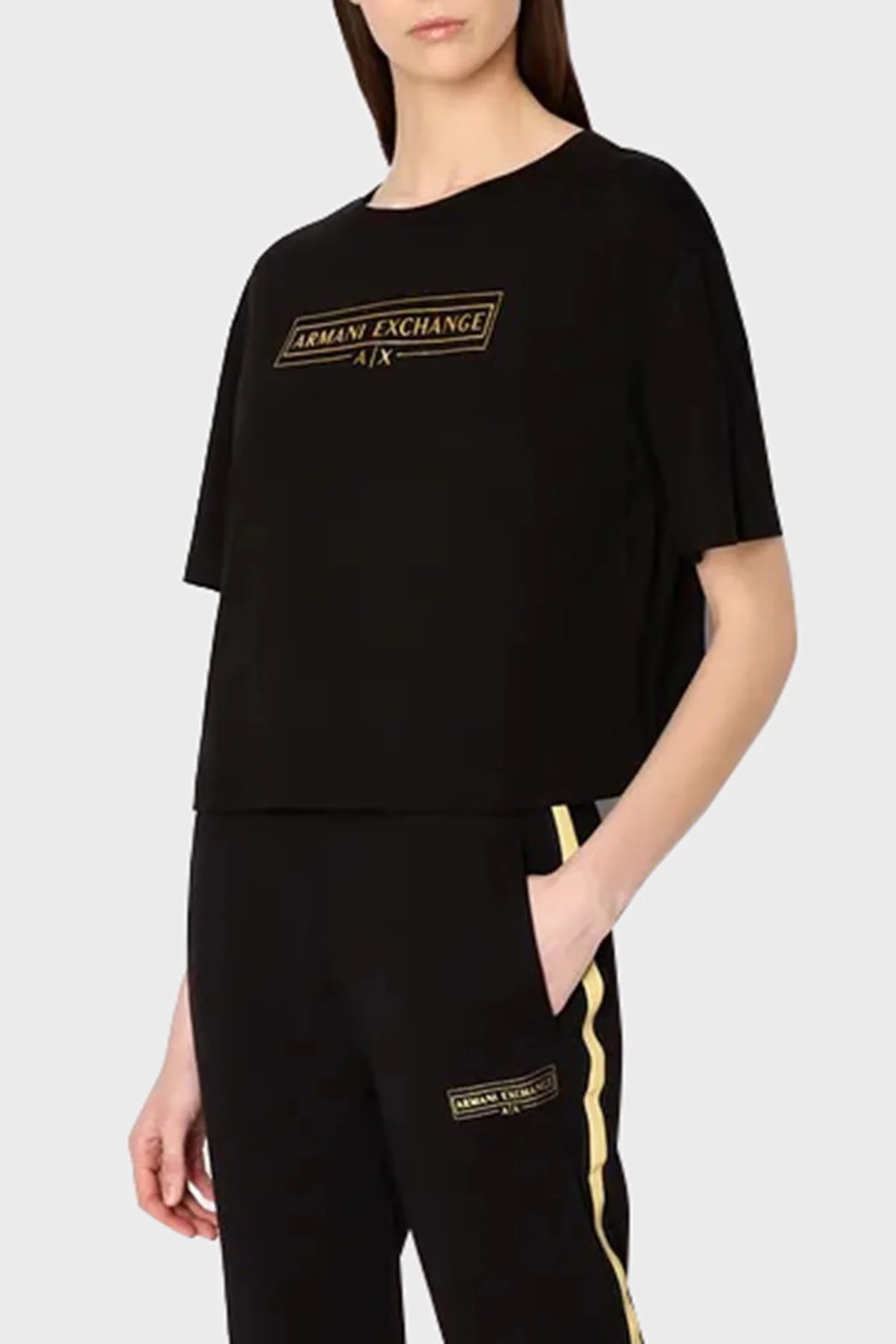 Armani Exchange Pamuklu Regular Fit Bisiklet Yaka Bayan T Shirt 3RYT41 YJG3Z 1200 SİYAH - 1