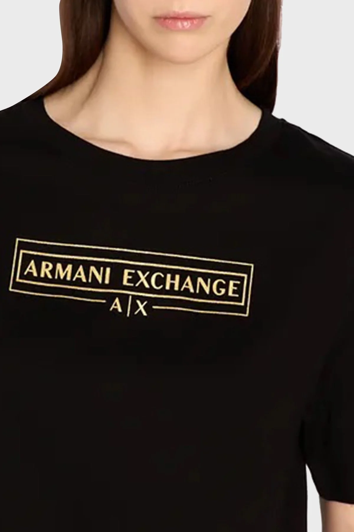 Armani Exchange Pamuklu Regular Fit Bisiklet Yaka Bayan T Shirt 3RYT41 YJG3Z 1200 SİYAH - 3