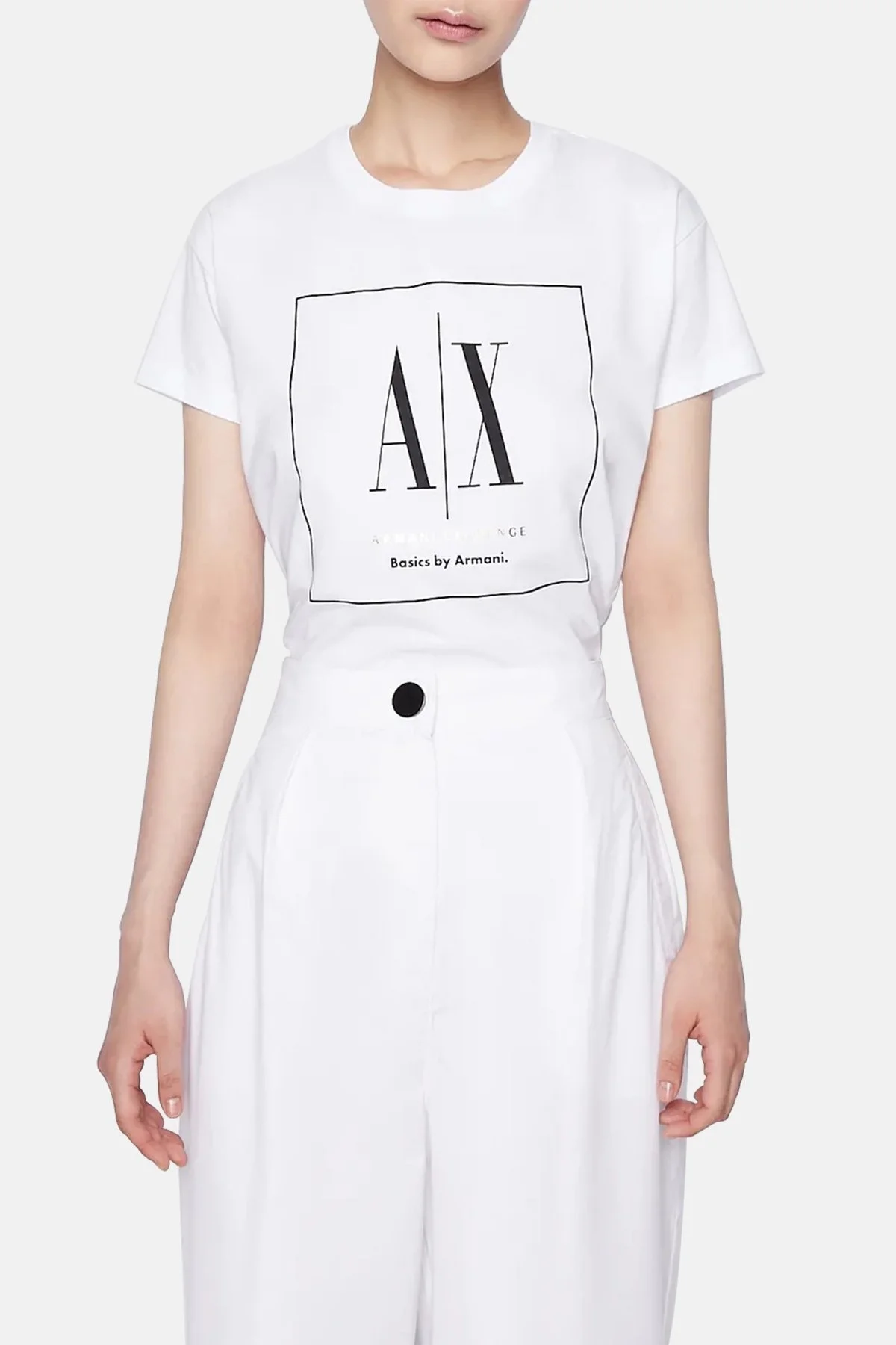 Armani Exchange Pamuklu Regular Fit Bisiklet Yaka Bayan T Shirt 3RYTFL YJ3RZ 1000 BEYAZ - 1