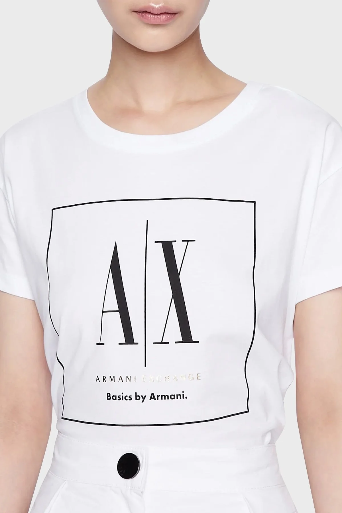 Armani Exchange Pamuklu Regular Fit Bisiklet Yaka Bayan T Shirt 3RYTFL YJ3RZ 1000 BEYAZ - 3