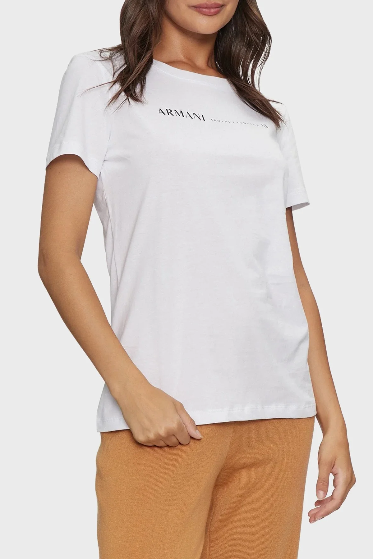 Armani Exchange Pamuklu Regular Fit Bisiklet Yaka Bayan T Shirt 6DYT12 YJG3Z 1000 BEYAZ - 1