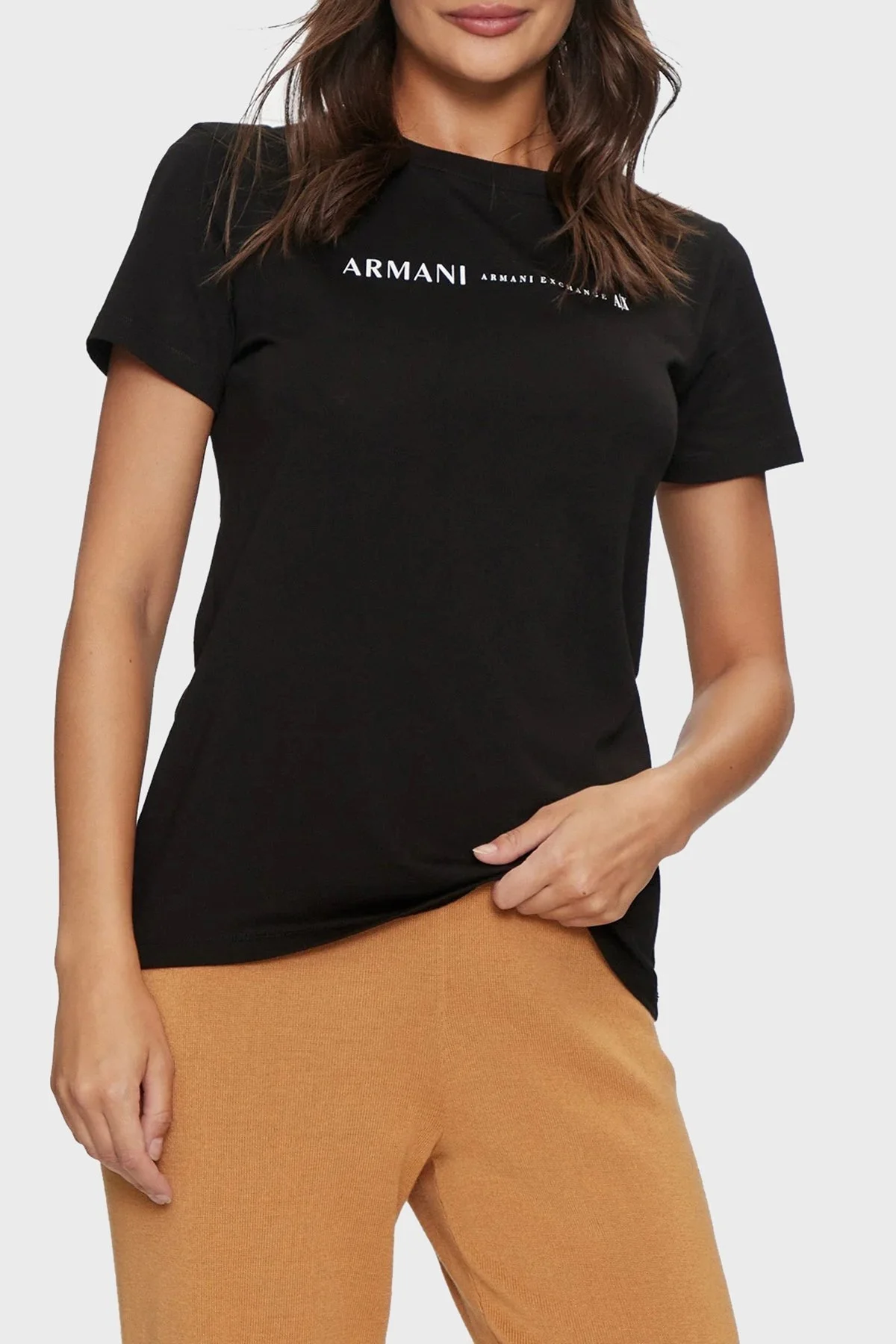Armani Exchange Pamuklu Regular Fit Bisiklet Yaka Bayan T Shirt 6DYT12 YJG3Z 1200 SİYAH - 1