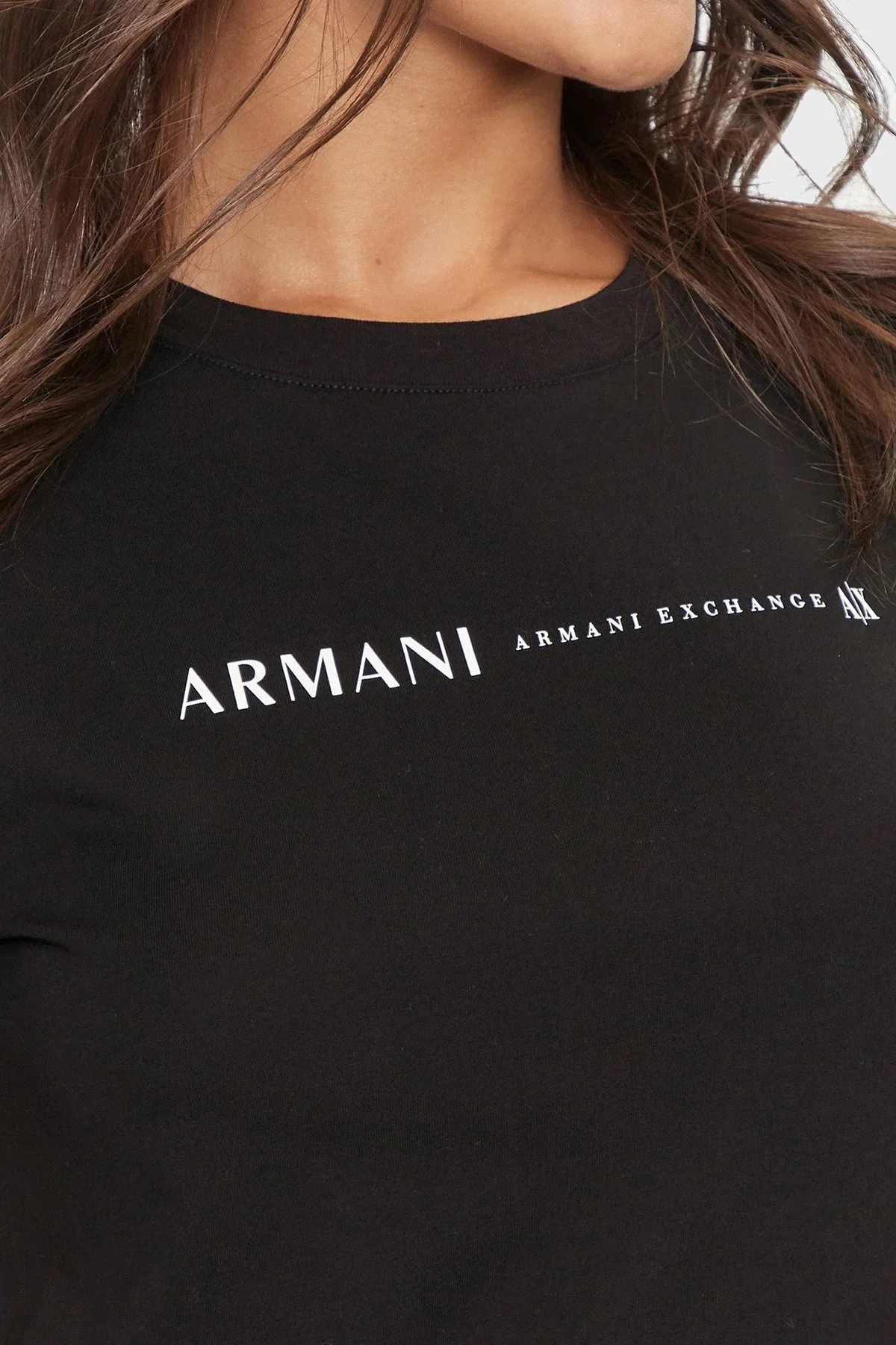 Armani Exchange Pamuklu Regular Fit Bisiklet Yaka Bayan T Shirt 6DYT12 YJG3Z 1200 SİYAH - 4