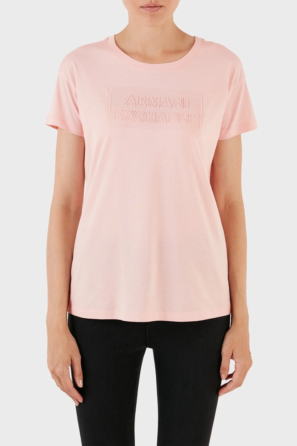 Armani Exchange Pamuklu Regular Fit Bisiklet Yaka Bayan T Shirt 6RYT26 YJ3RZ 7415 PEMBE - 1