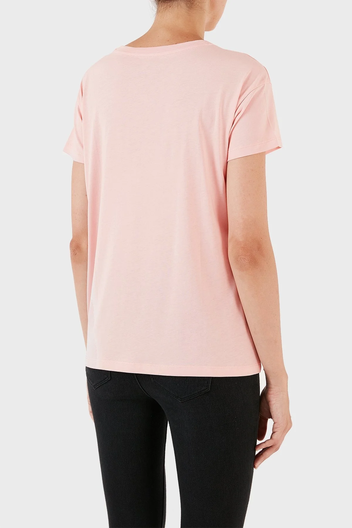 Armani Exchange Pamuklu Regular Fit Bisiklet Yaka Bayan T Shirt 6RYT26 YJ3RZ 7415 PEMBE - 2