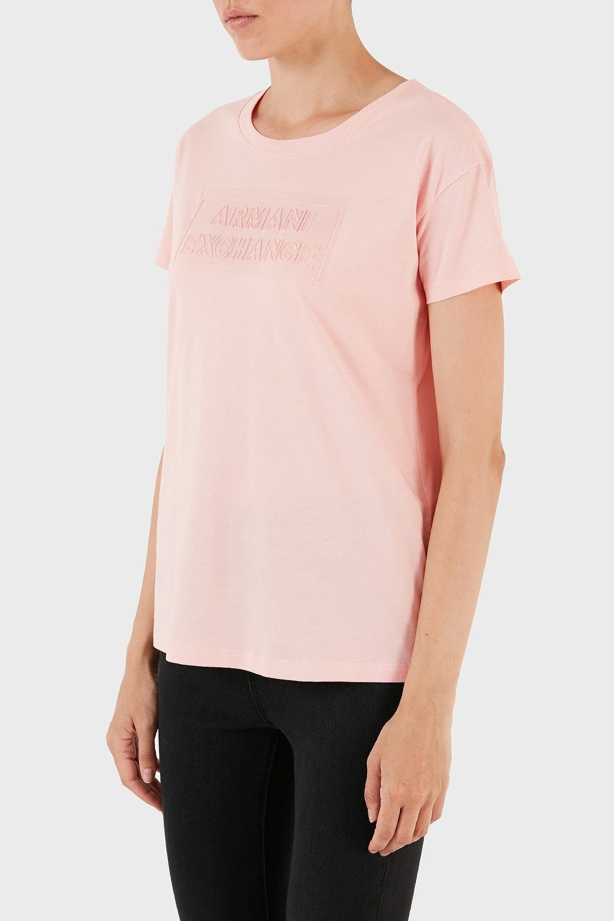 Armani Exchange Pamuklu Regular Fit Bisiklet Yaka Bayan T Shirt 6RYT26 YJ3RZ 7415 PEMBE - 3
