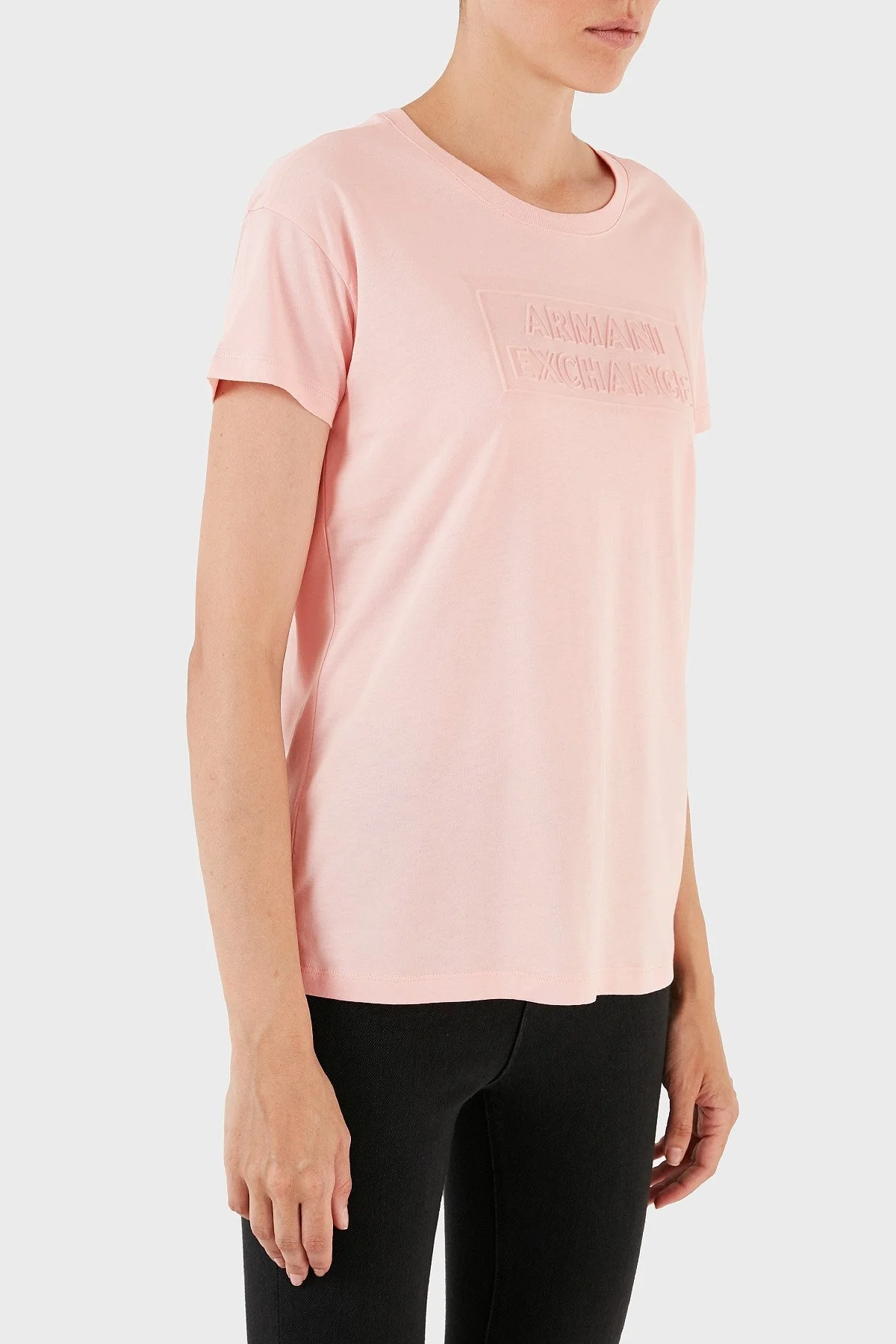 Armani Exchange Pamuklu Regular Fit Bisiklet Yaka Bayan T Shirt 6RYT26 YJ3RZ 7415 PEMBE - 4