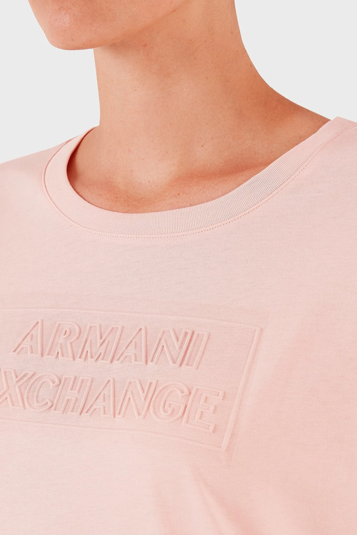 Armani Exchange Pamuklu Regular Fit Bisiklet Yaka Bayan T Shirt 6RYT26 YJ3RZ 7415 PEMBE - 5