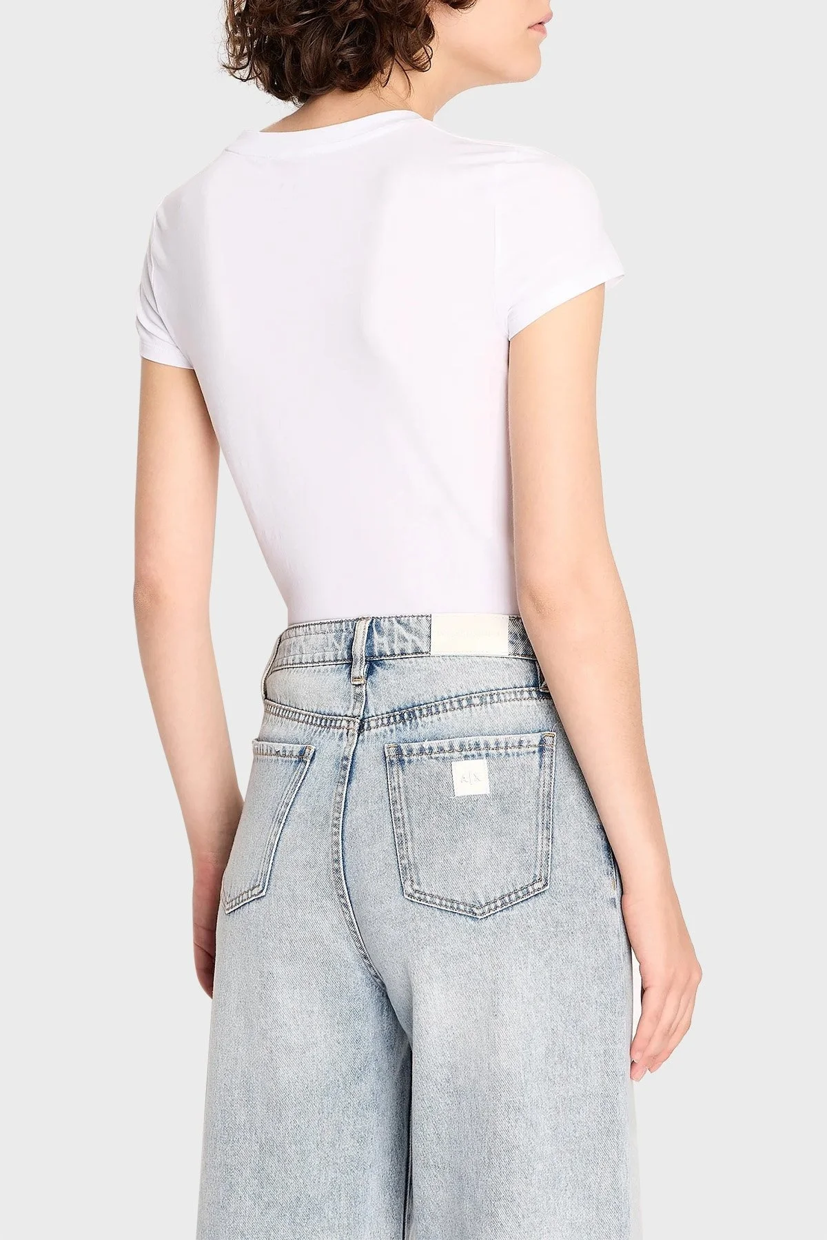 Armani Exchange Pamuklu Regular Fit Bisiklet Yaka Bayan T Shirt 6RYT36 YJC7Z 1000 BEYAZ - 2