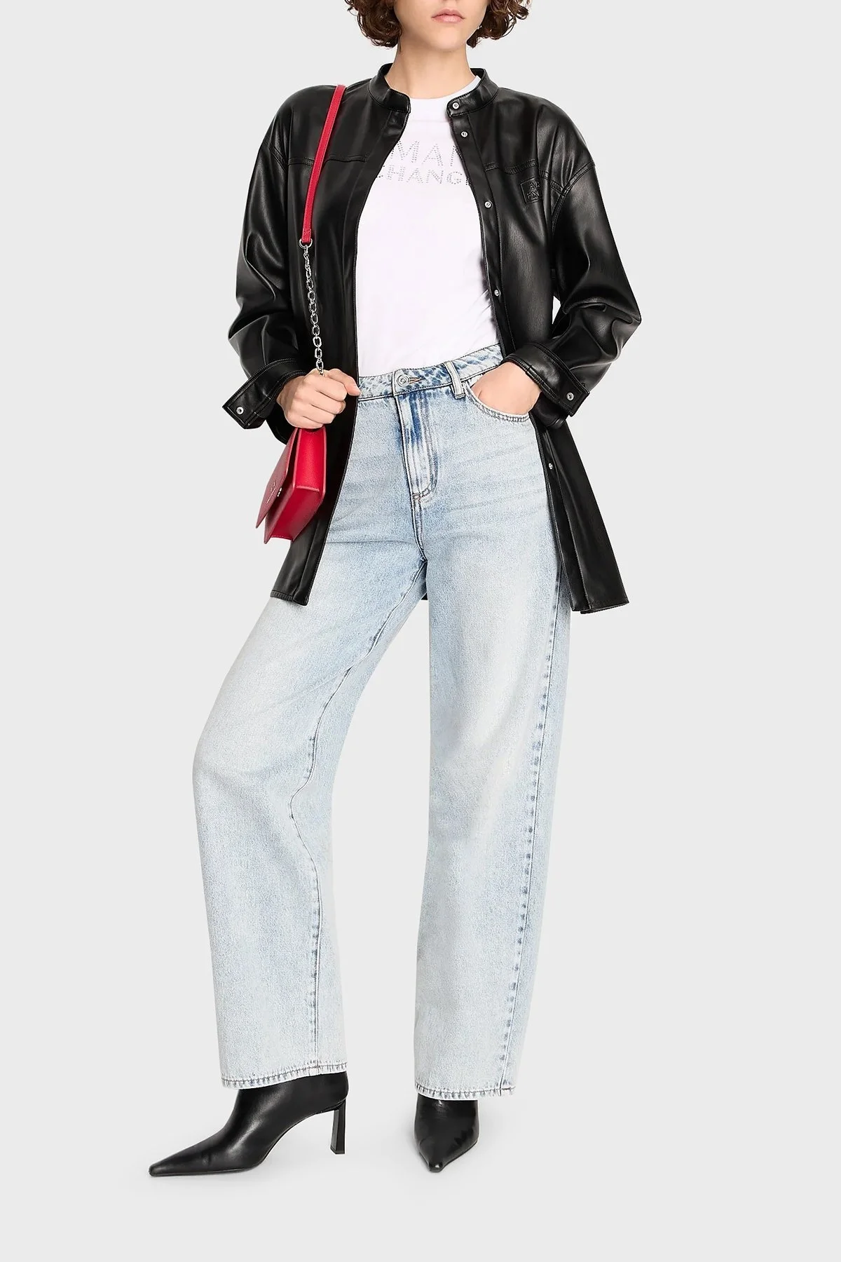 Armani Exchange Pamuklu Regular Fit Bisiklet Yaka Bayan T Shirt 6RYT36 YJC7Z 1000 BEYAZ - 3