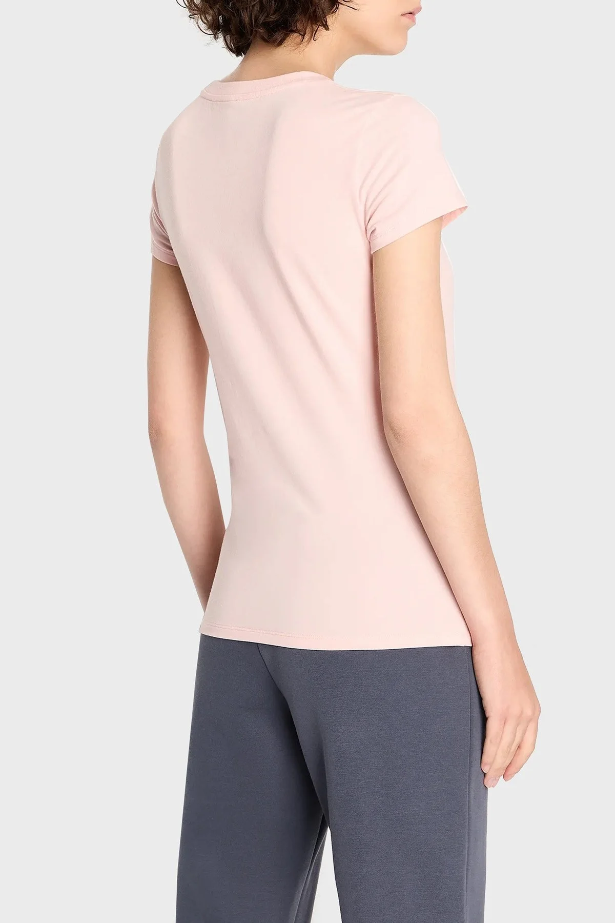 Armani Exchange Pamuklu Regular Fit Bisiklet Yaka Bayan T Shirt 6RYT36 YJC7Z 7415 PEMBE - 2